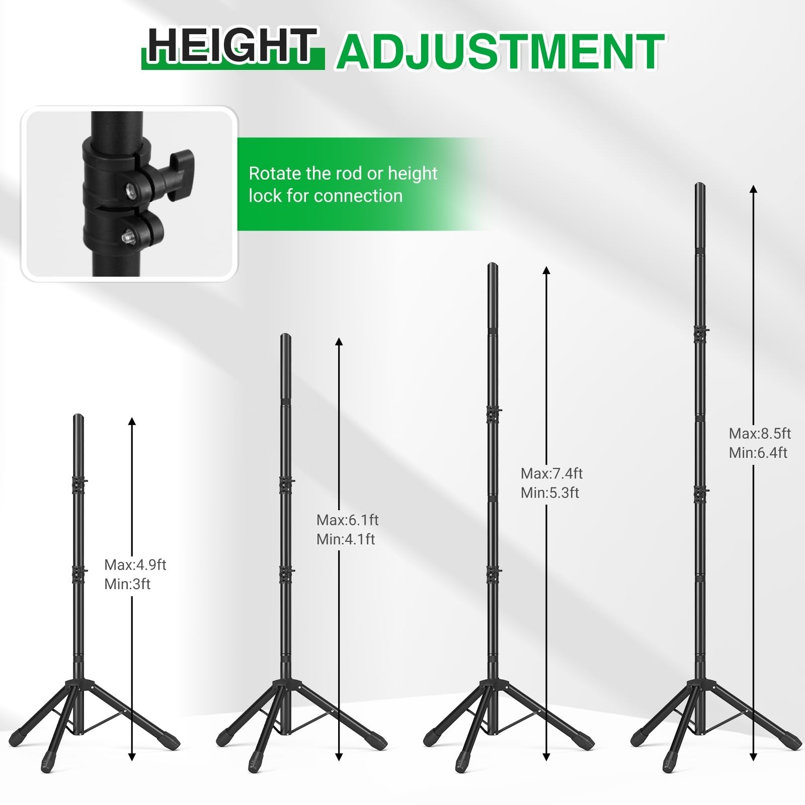 Adjustable 10×8.5 Backdrop Stand & Green Screen Kit for Photography & Video Stre