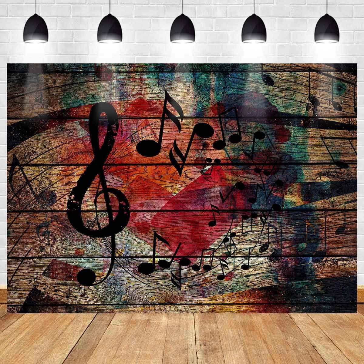 Music Notation Backdrop for Party Decorations 7x5ft,