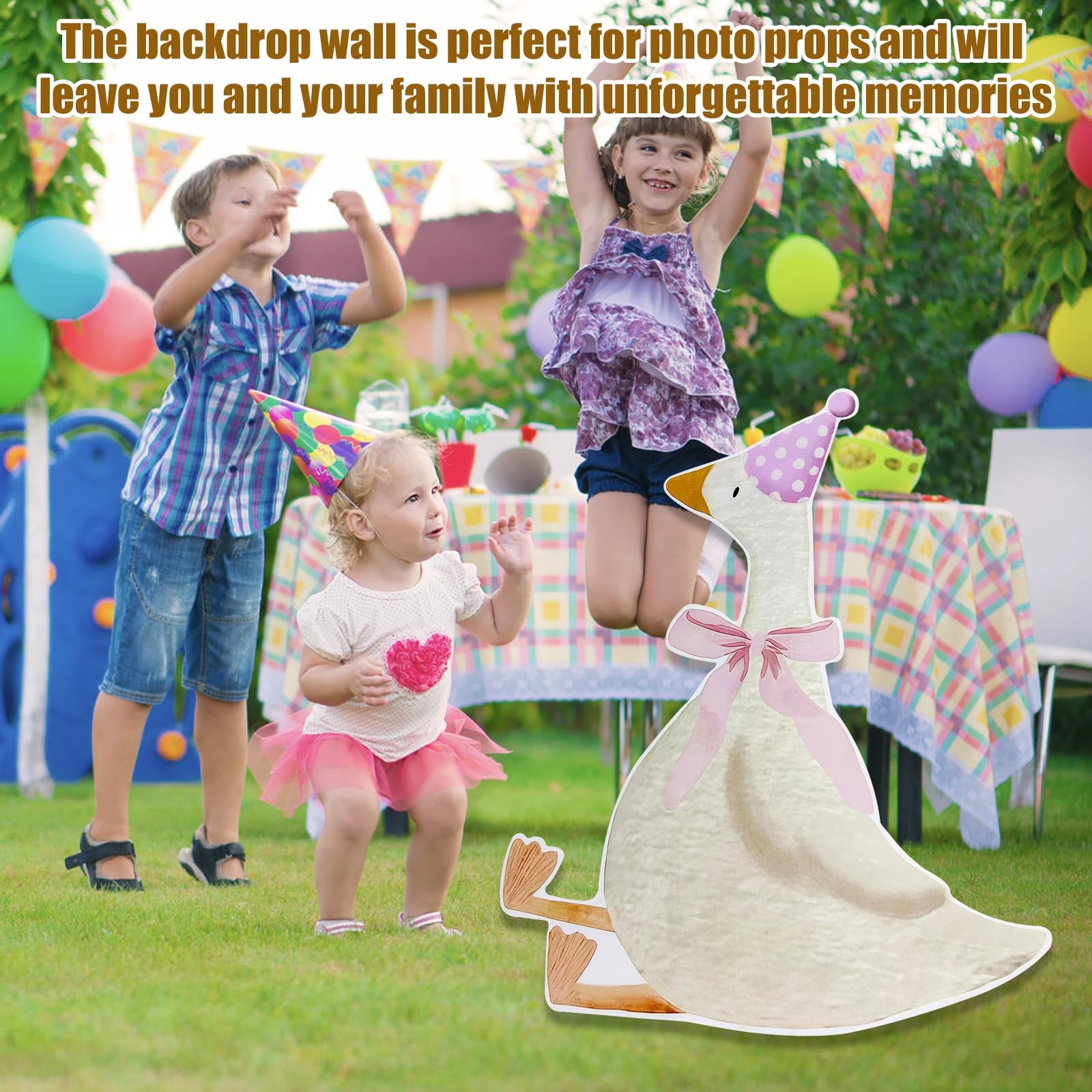 Pink Silly Goose Birthday Party Backdrop Decorations Baby Baptism Photo Prop