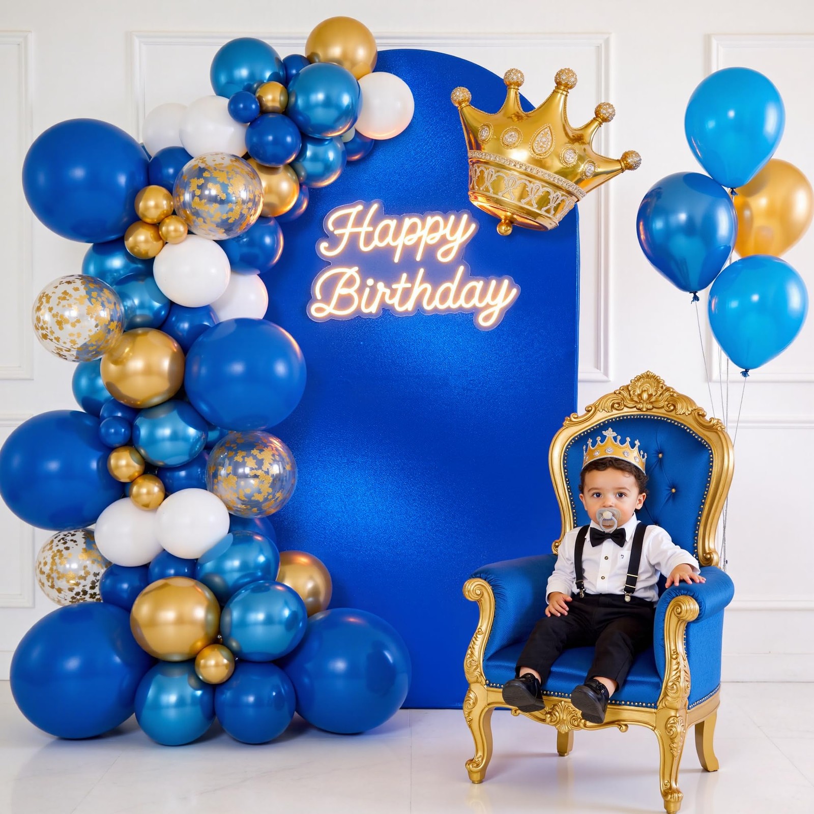 Shimmer Royal Blue Arch Backdrop Cover 7.2ft,Glitter Spandex Fitted Chiara Co…