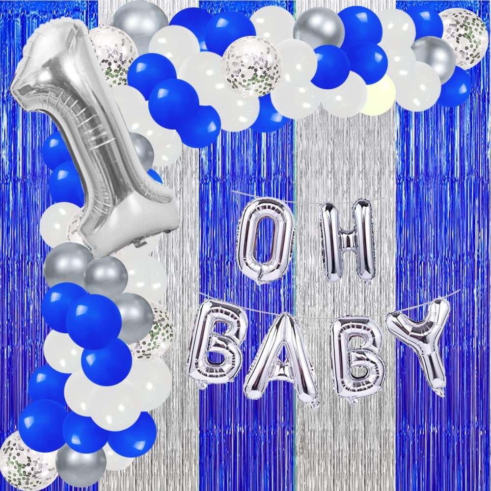 Graduation Backdrop Curtain 2025 Blue Silver Tinsel Foil Fringe Decor 3 Pack