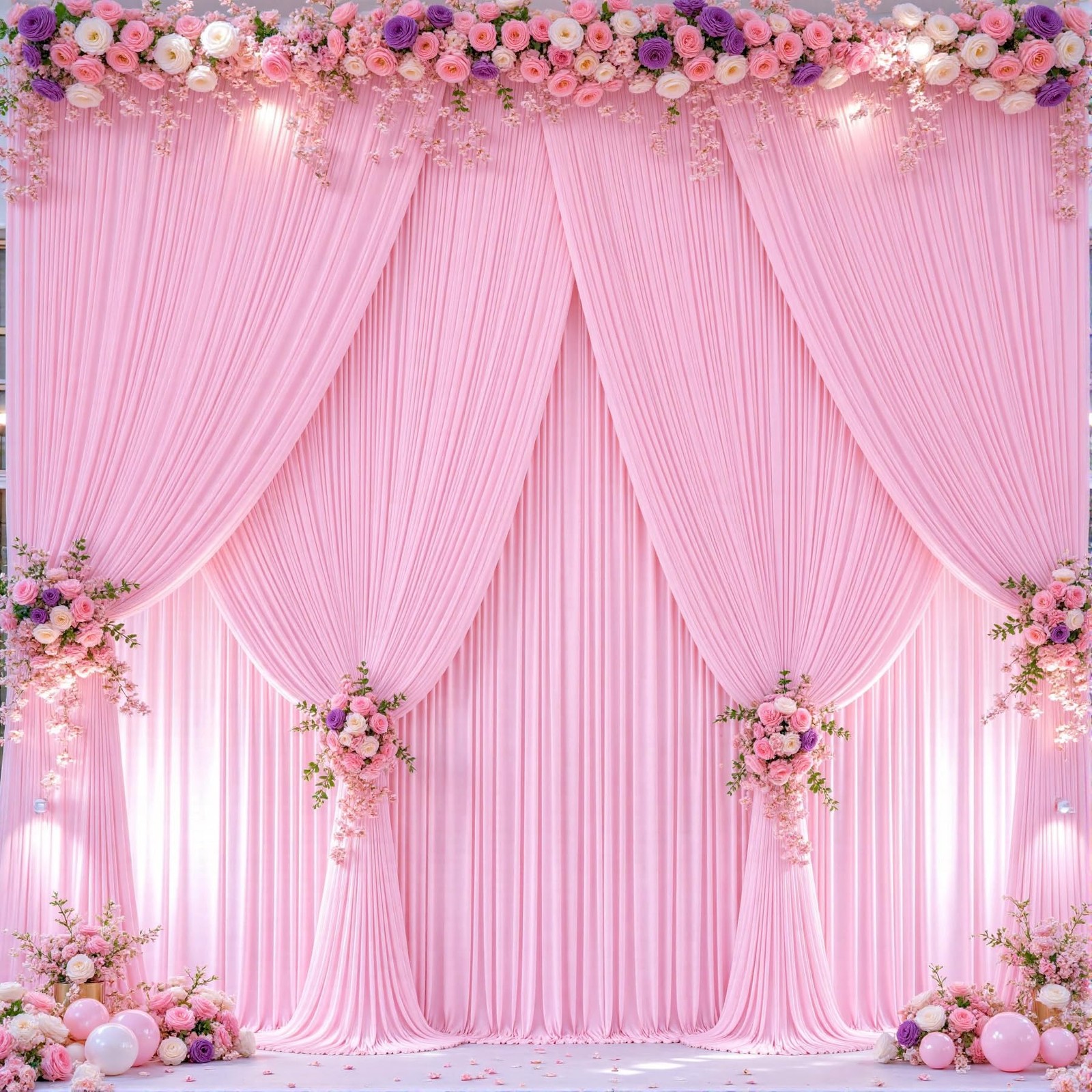 20ft x 10ft Free Pink Wedding Backdrop Curtains for Party Bridal Shower Recep…