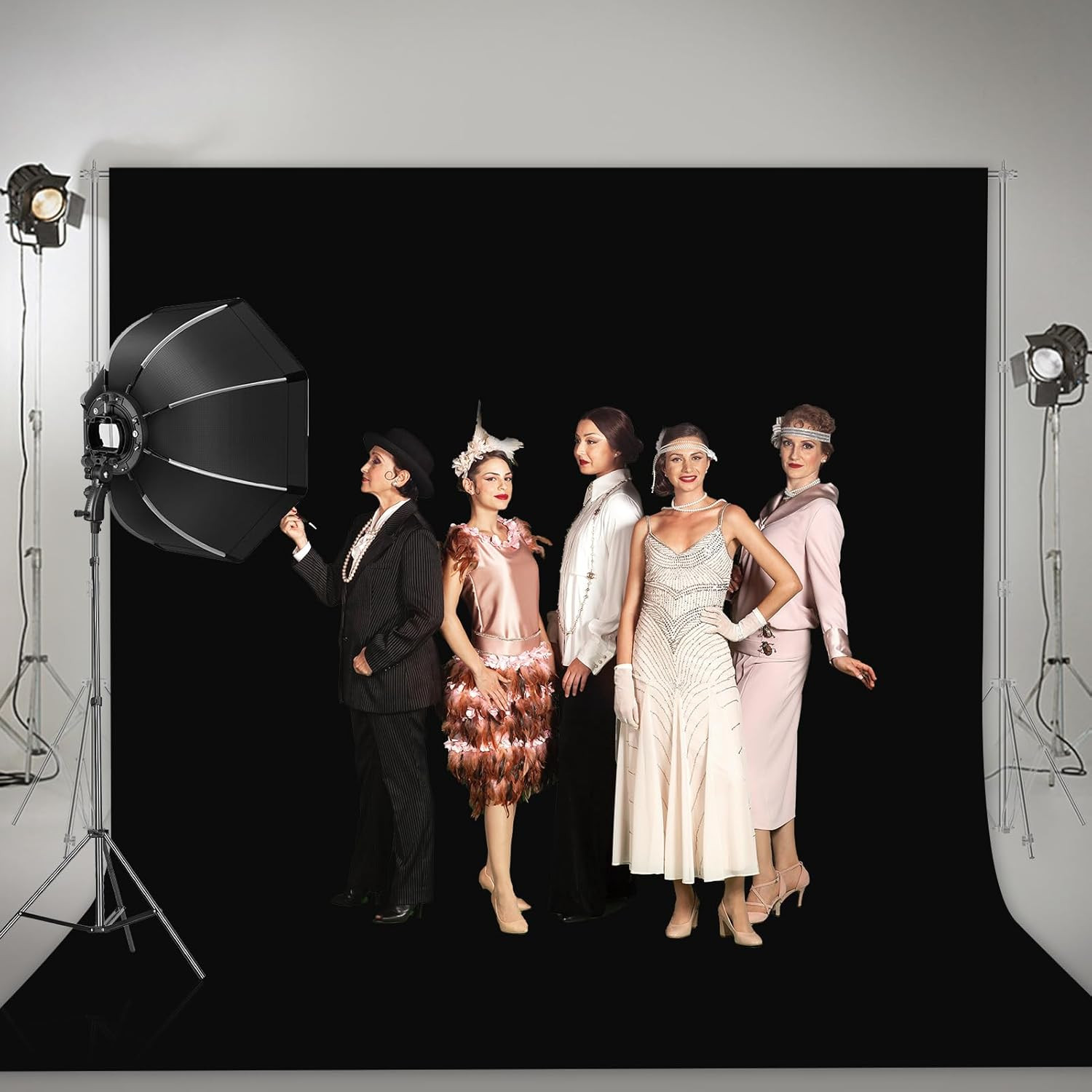 Fondo de Fotografía Negro 8.5x10ft Tela de Poliéster Estudio Retrato Video