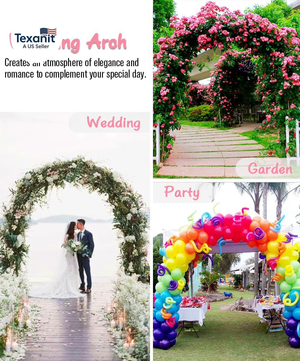 Metal Arch Backdrop Stand 7Ft Wide 7.7Ft High, Wedding Arch Frame for Wedding De