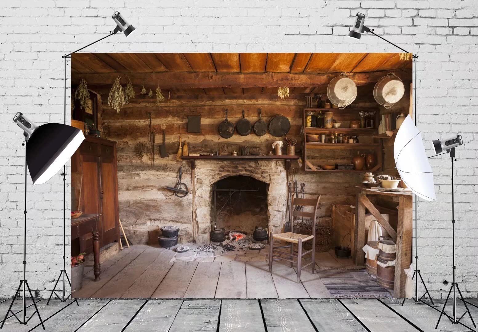 5x3ft Rustic Kitchen Backdrop Western Old Wooden House Interior Background