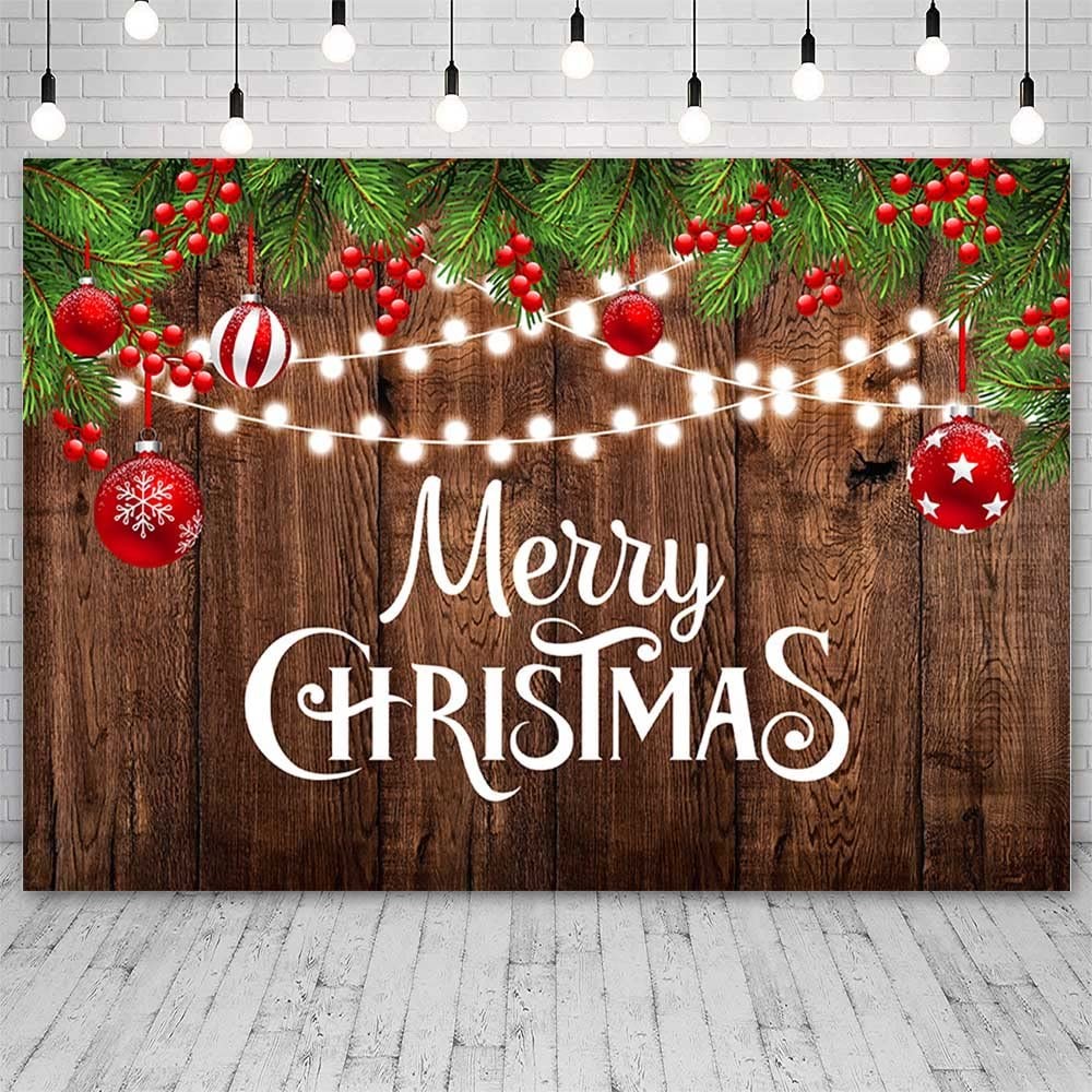 7x5ft Merry Christmas Backdrop Rustic Wooden Xmas Decorations Photography Bac…