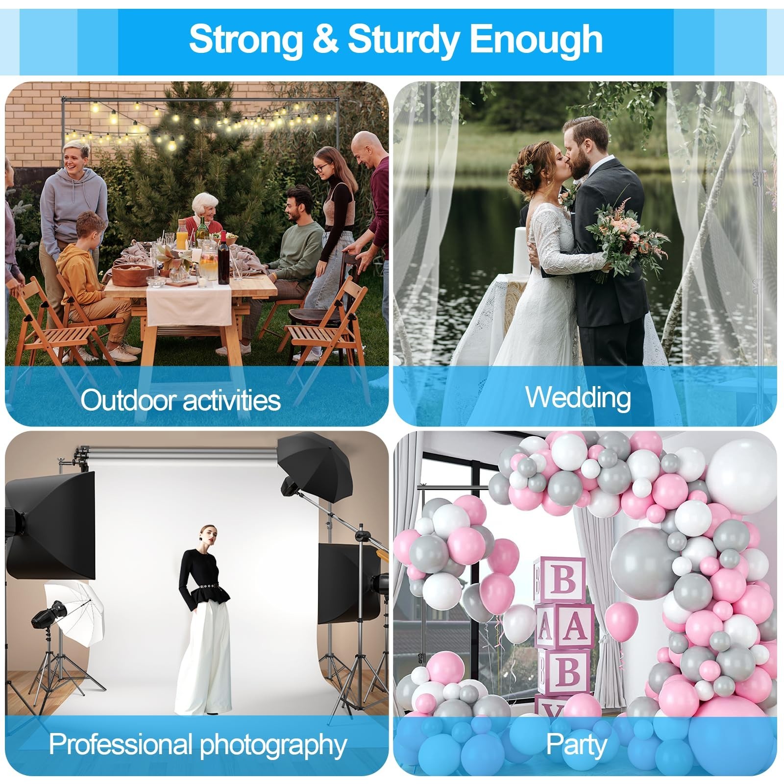 EMART Heavy Duty Backdrop Stand 10 x 12ft Photo Video Studio Adjustable Photo…