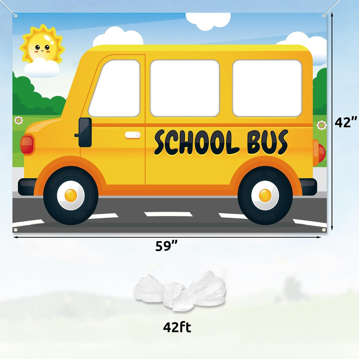 School Bus Photo Prop Selfie Frame Fabric Back to School First Day of School Bac