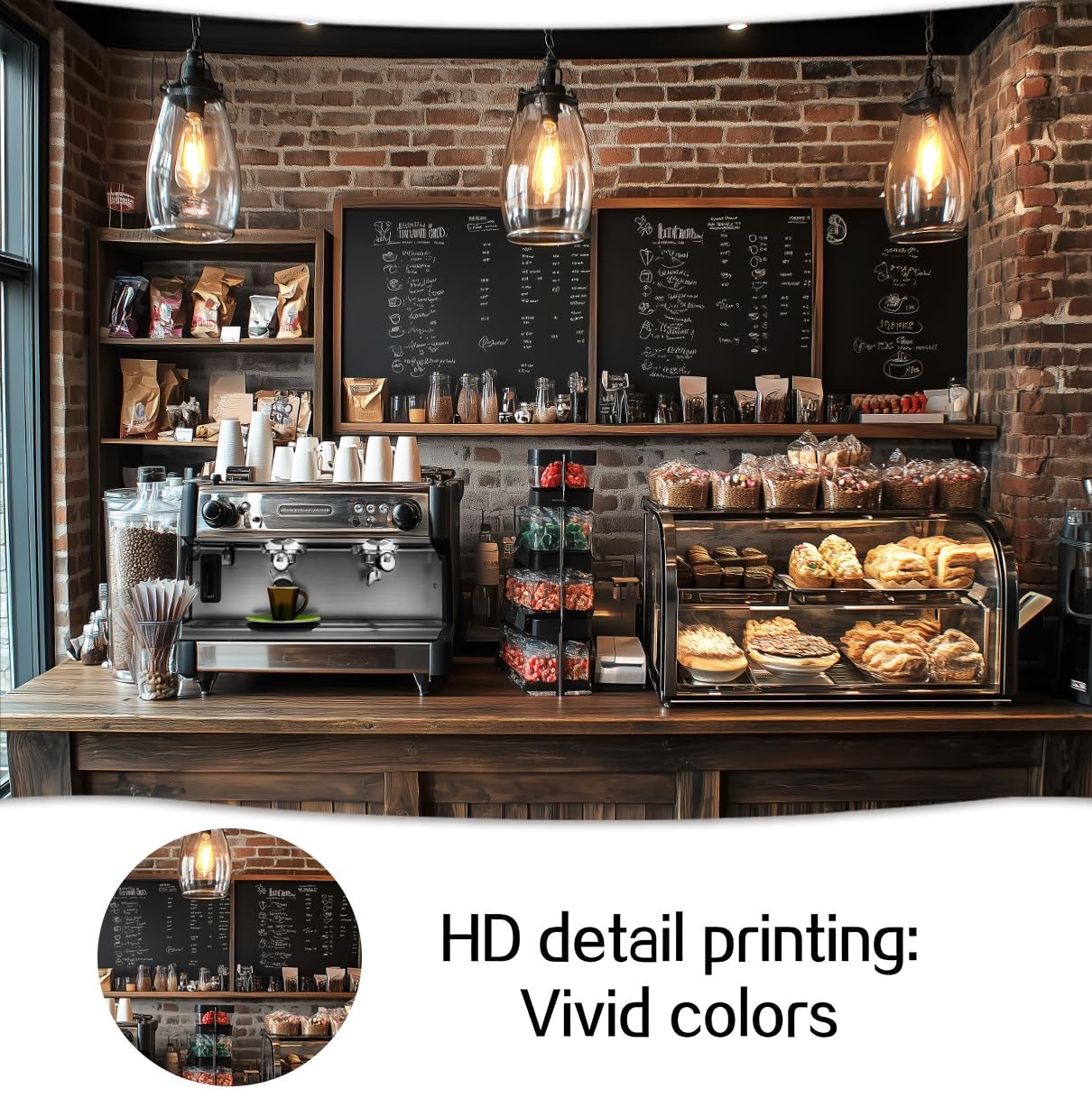 7X5ft Coffee Shop Party Backdrop Photography Background, Central 7X5FT, Brown