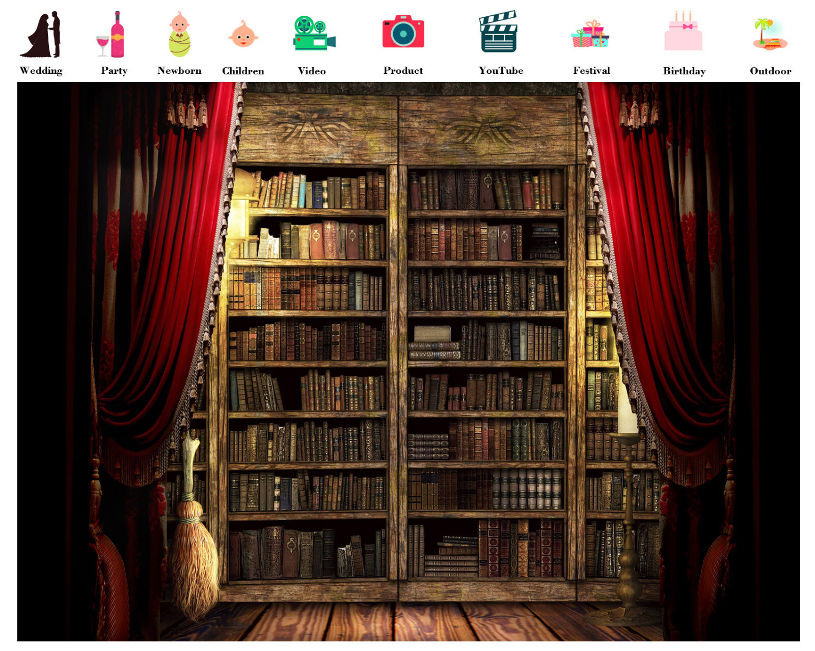 10x8ft Classic Library Vintage Old Bookshelf Vinyl Backdrop Photo Background