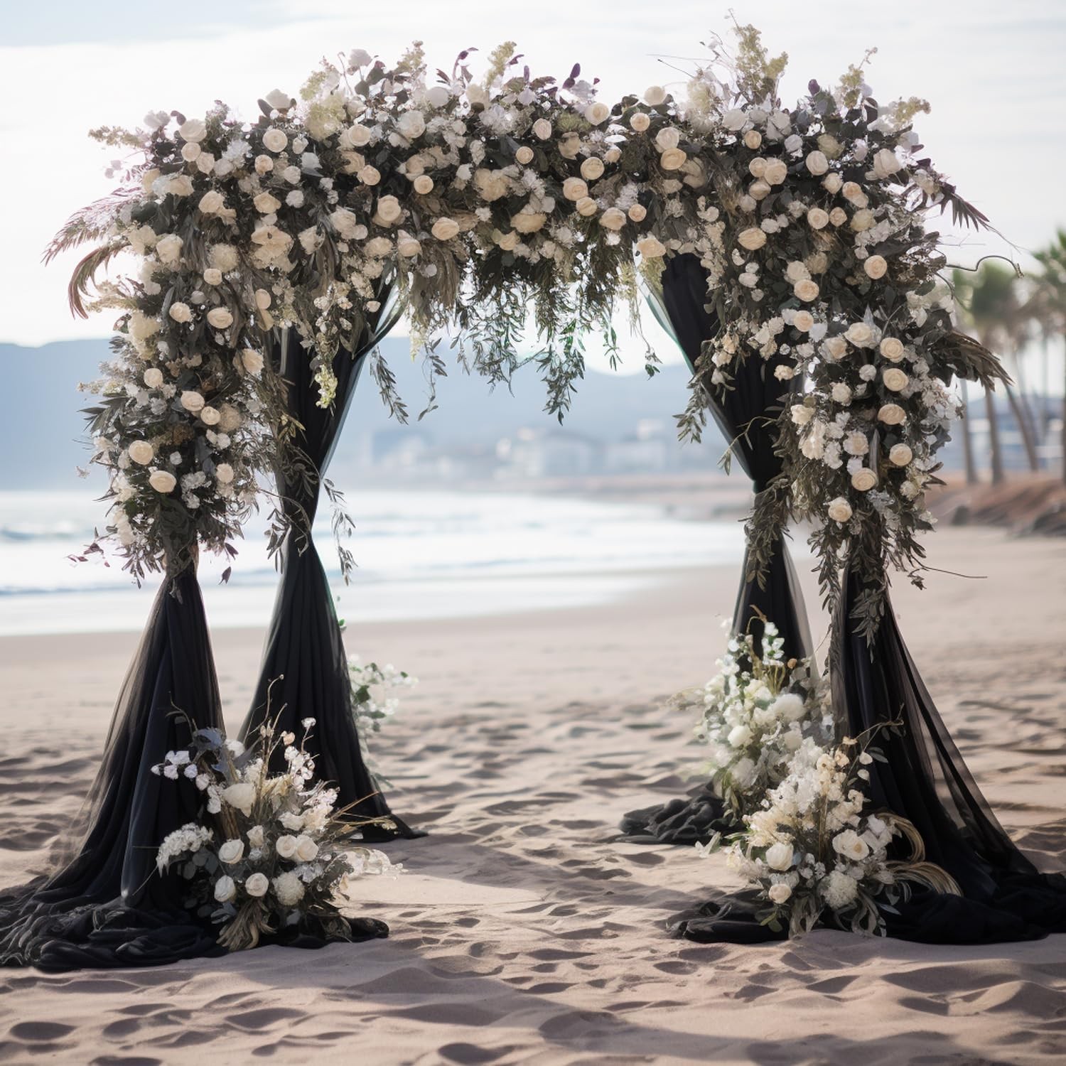 Black Sheer Wedding Arch Draping Fabric 28.7 inch x 20 FT for Ceremony