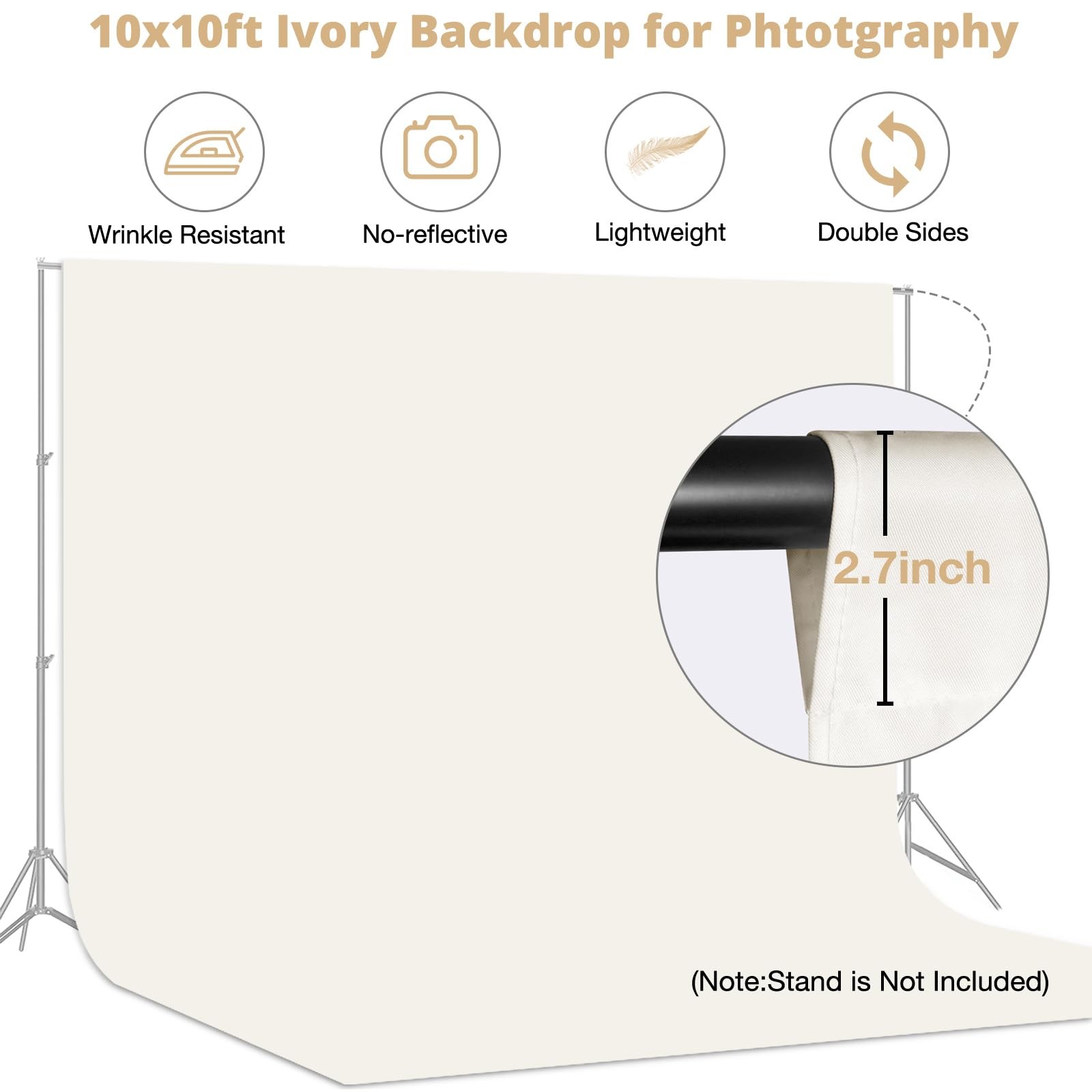 10×10 FT Ivory Backdrop Background for Photography Large Photo Backdrop Curta…