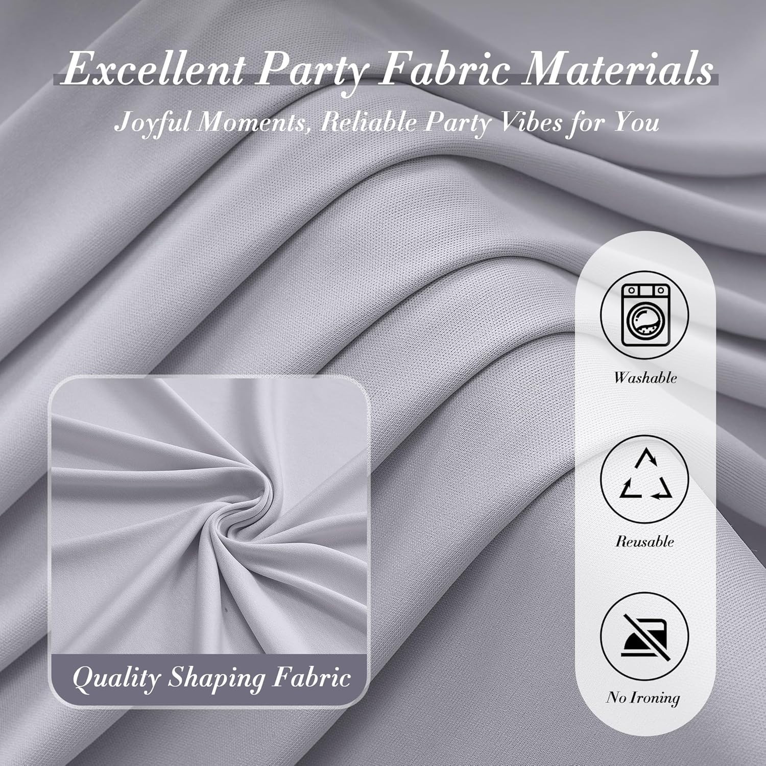 Wrinkle Free Polyester Silver Drapes 5x10ft