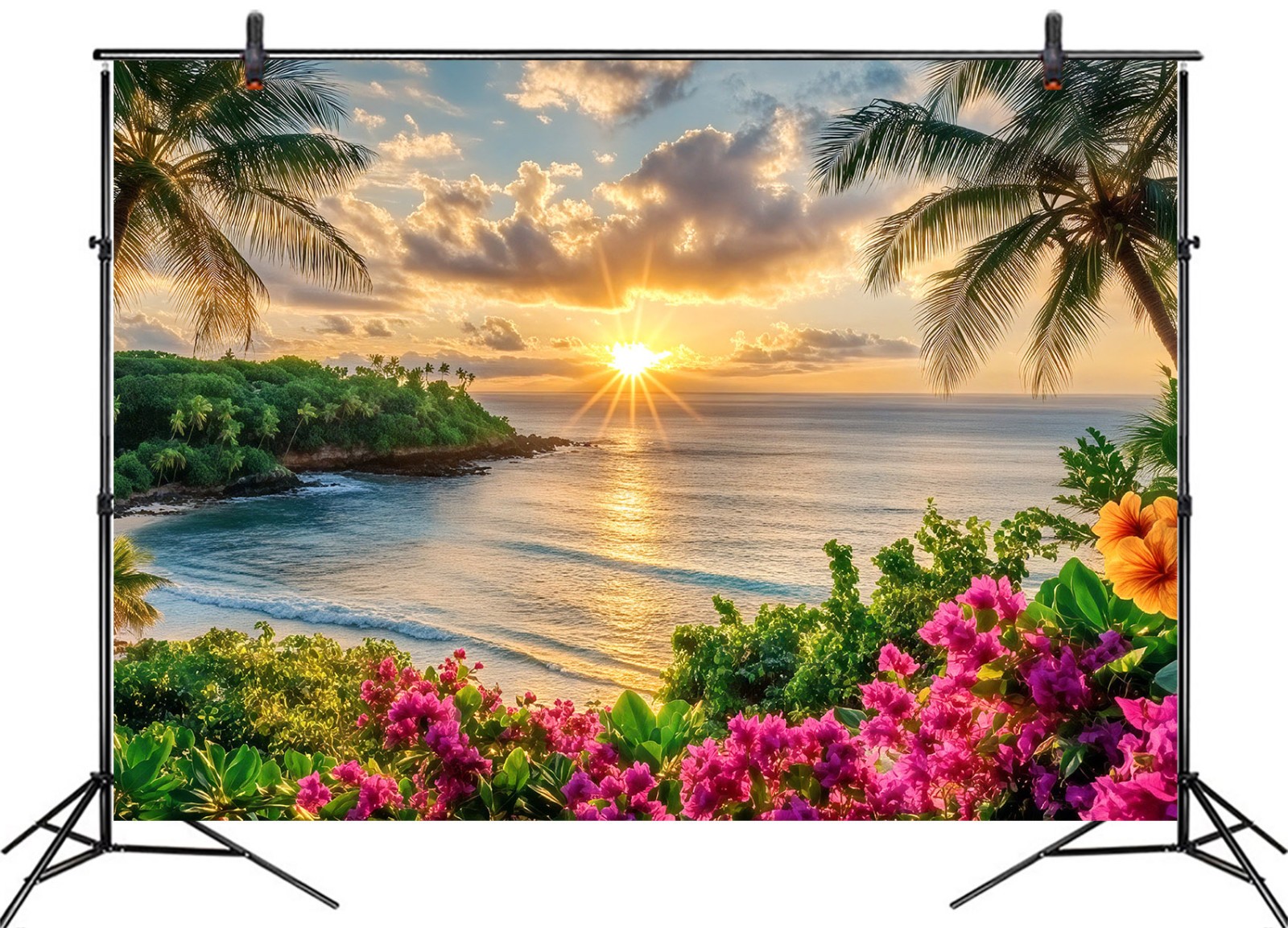 10x8ft Summer Tropical Sunset Landscape Coastal Beach Background for Photography