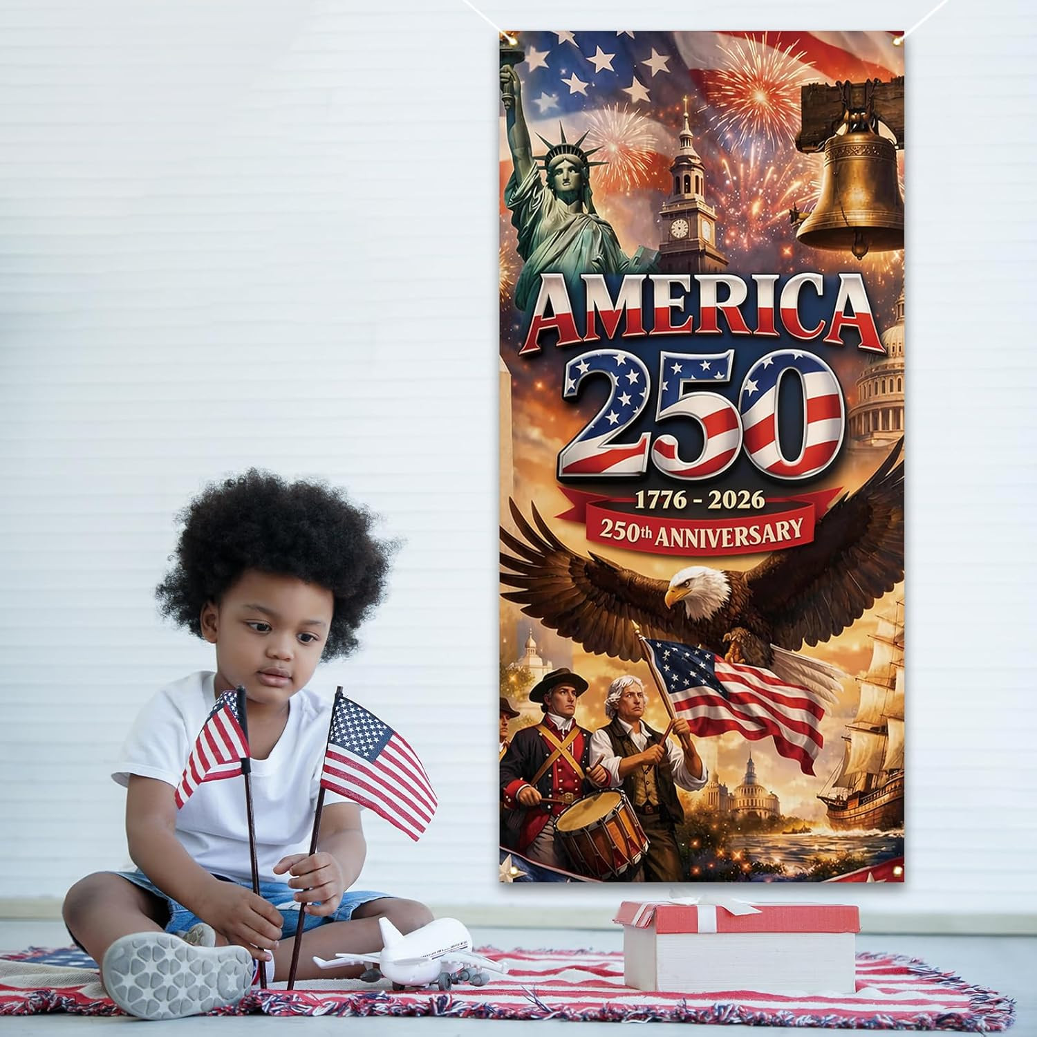 America 250 Anniversary Door Cover Patriotic Photo Backdrop 4Th of July Fourth o