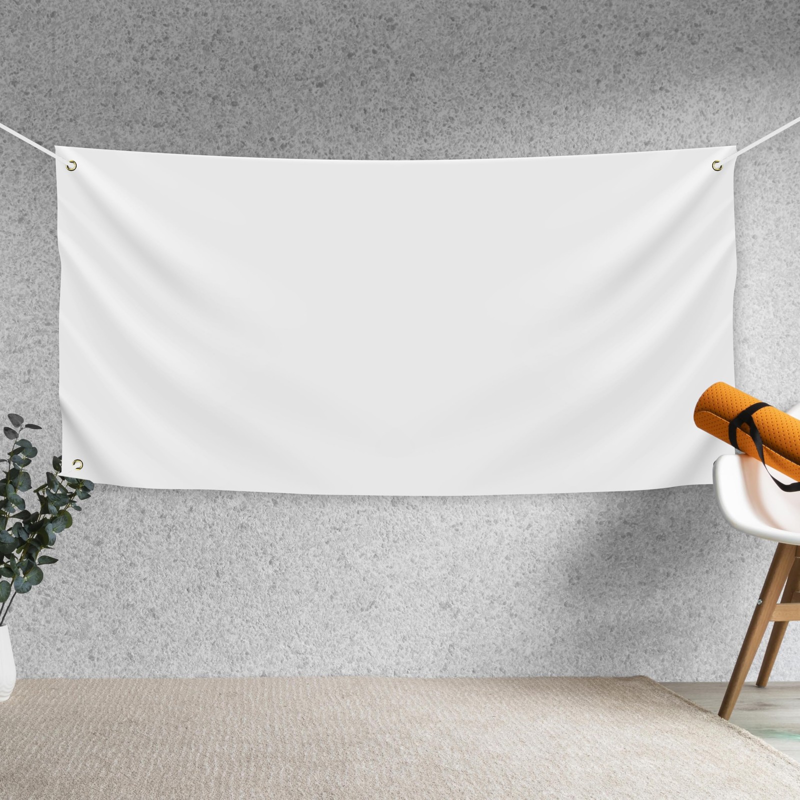 Blank DIY Banners Polyester Oxford Cloth White Banner with Hanging Rope for W…