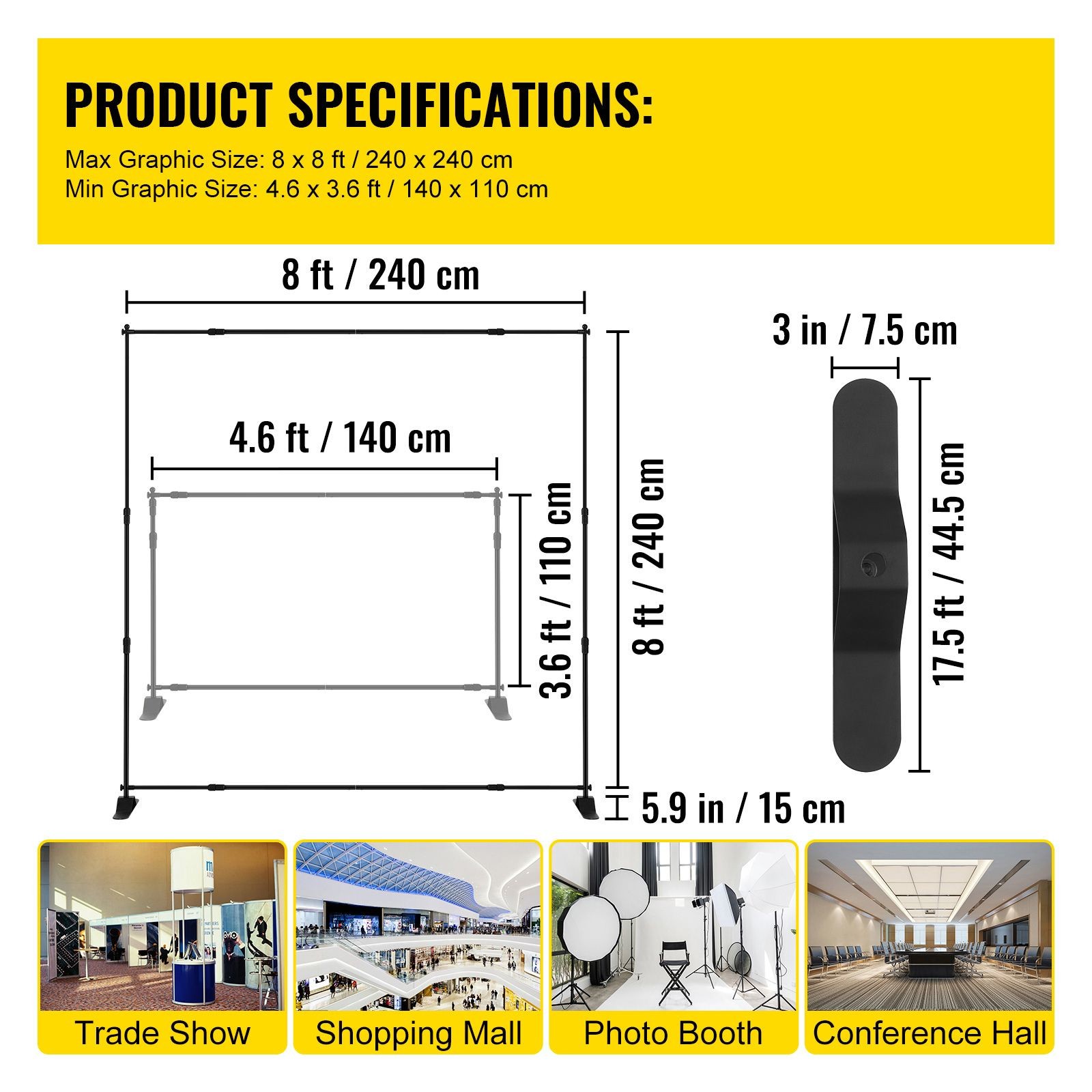 Backdrop Banner Stand 8 x 8 Ft Adjustable Heavy Duty Background Stand