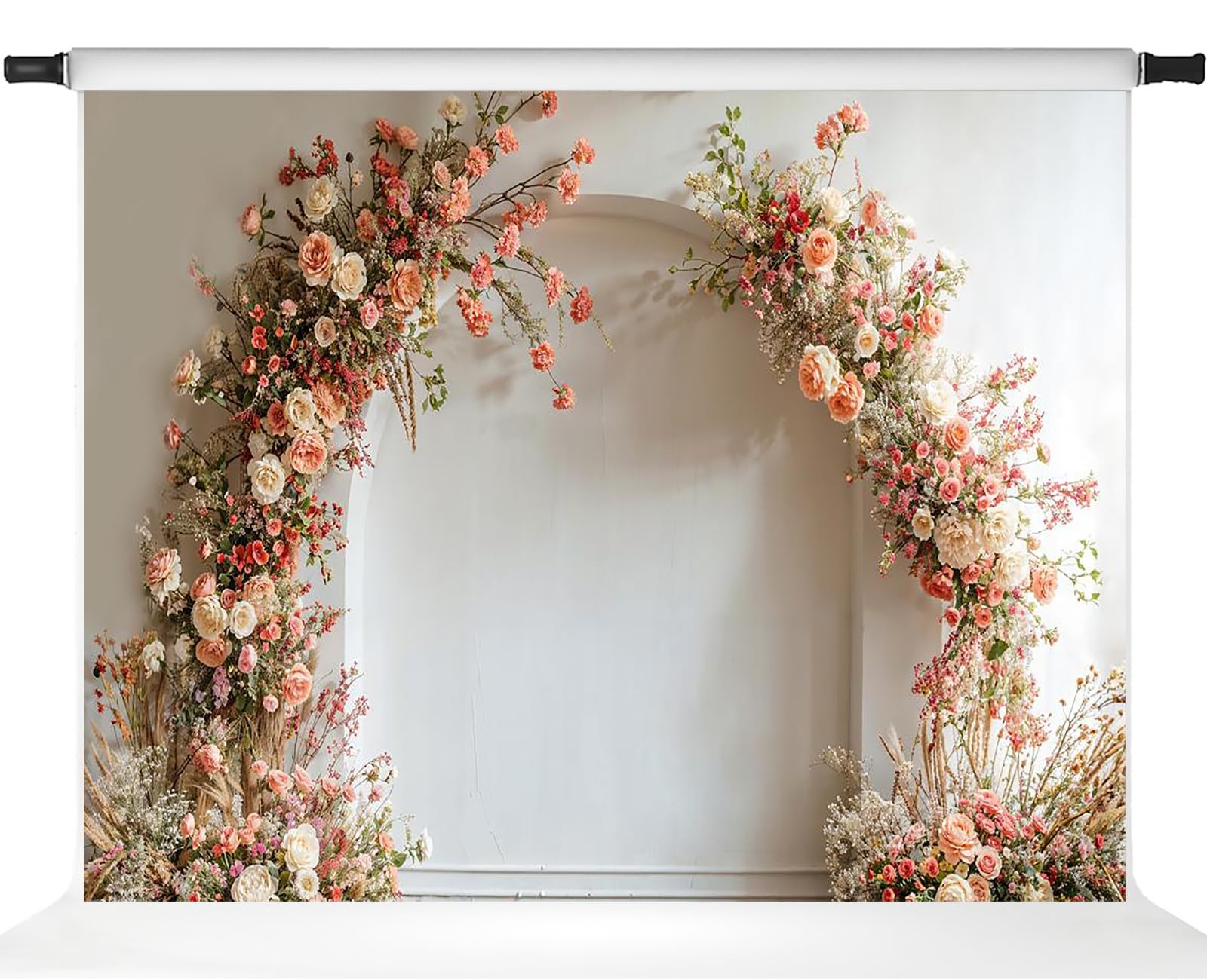 8×8 Ft Floral Arched White Wall Wedding Photography Backdrop Studio Props