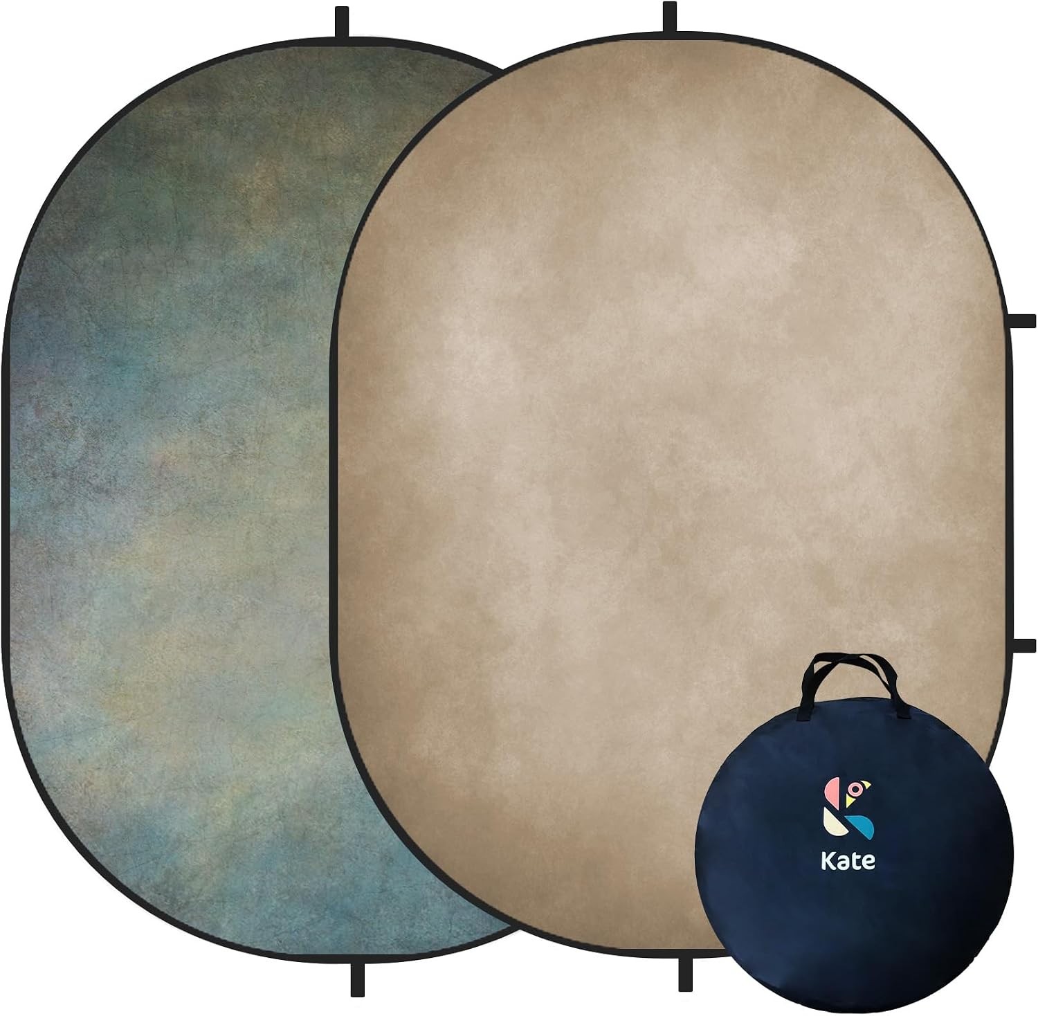 5×6.5ft(1.5x2m Collapsible Backdrops Tan Grey Green Double Sided Reversible Pop
