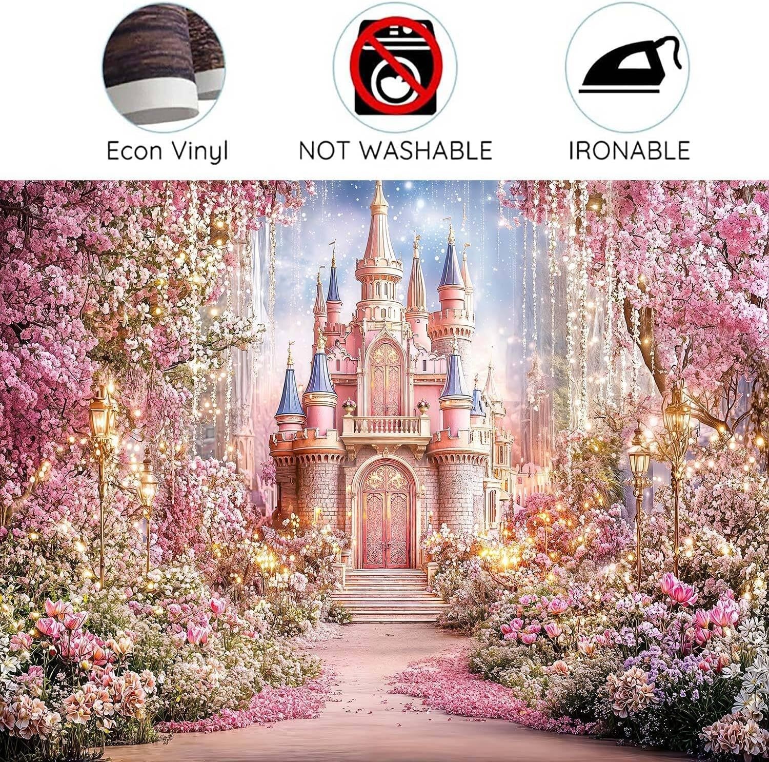 10x8ft Princess Castle Photography Backdrop Pink Flowers Floral Fantasy Fairy…