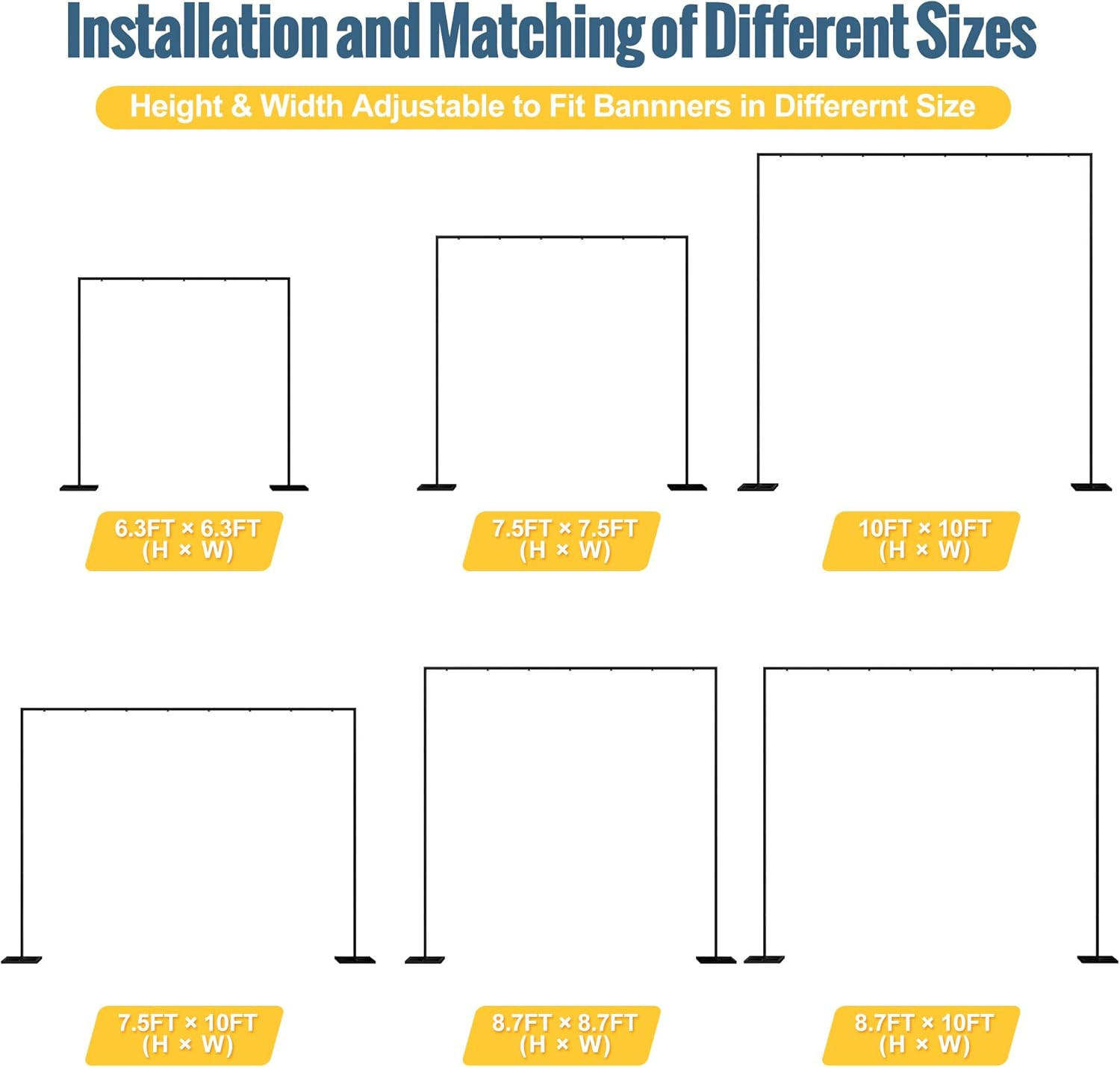 10 FT Backdrop Stand Heavy Duty Pipe and Drape Kit, Adjustable Black Backdrop St