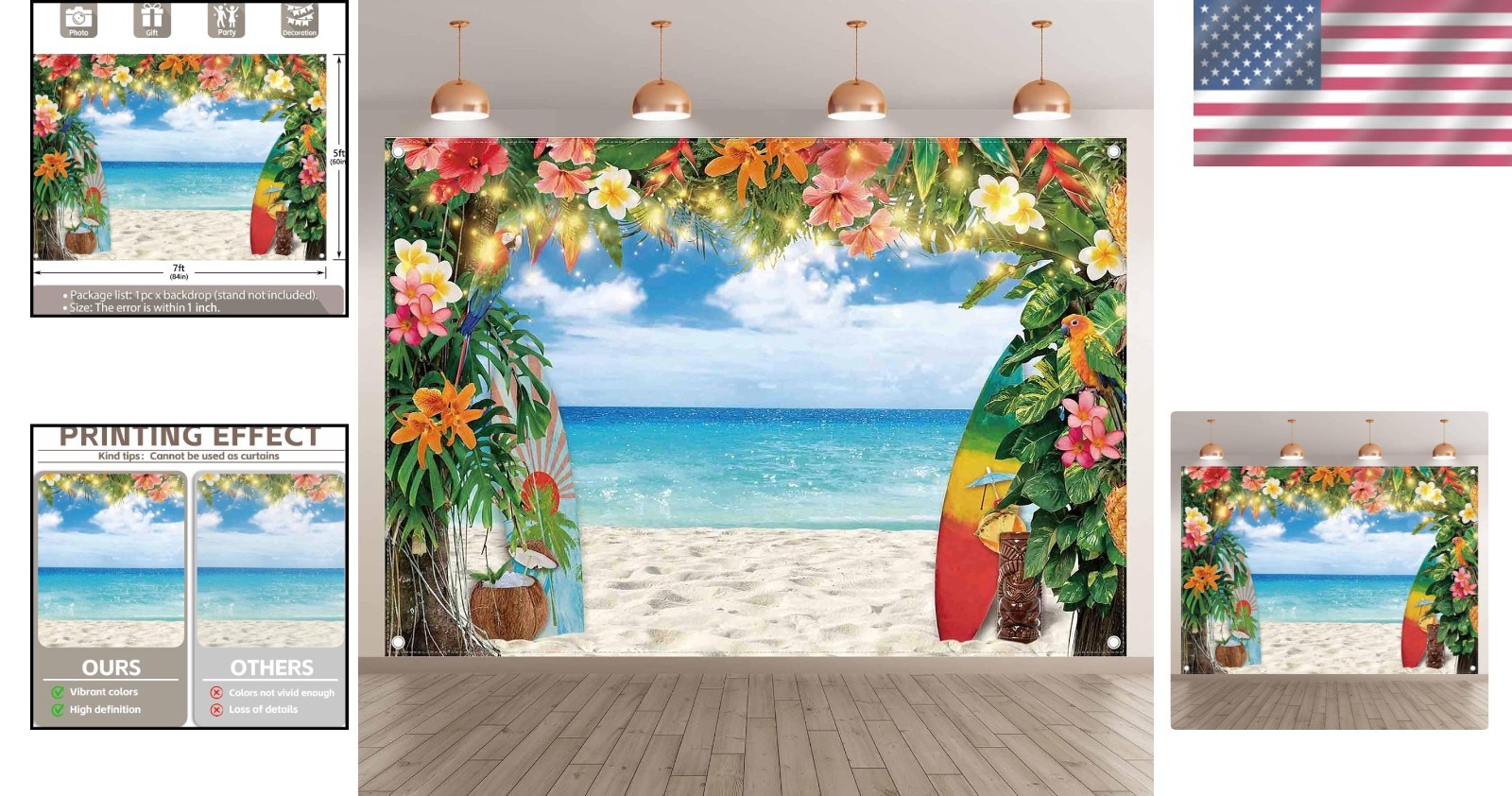 7ft x 5ft Aloha Party Backdrop – Ideal for Graduation & Wedding Celebrations