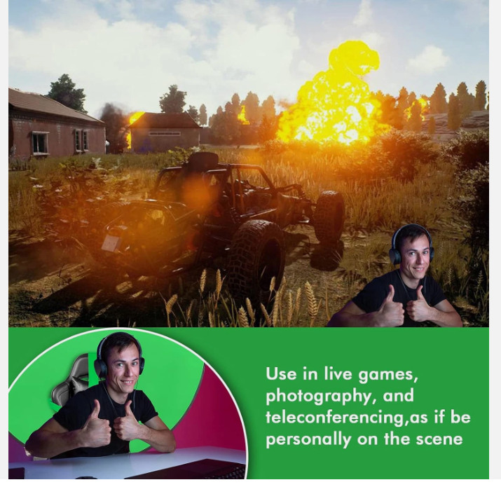 Portable 57″ Green Screen Chair with Double-Sided Backdrop for Streaming & Photo