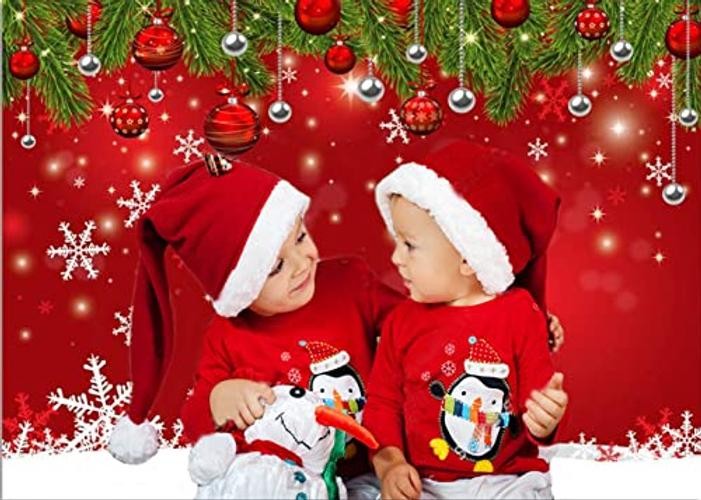 Red Christmas Backdrop – Snowflake New Year Eve Photography – 7x5ft