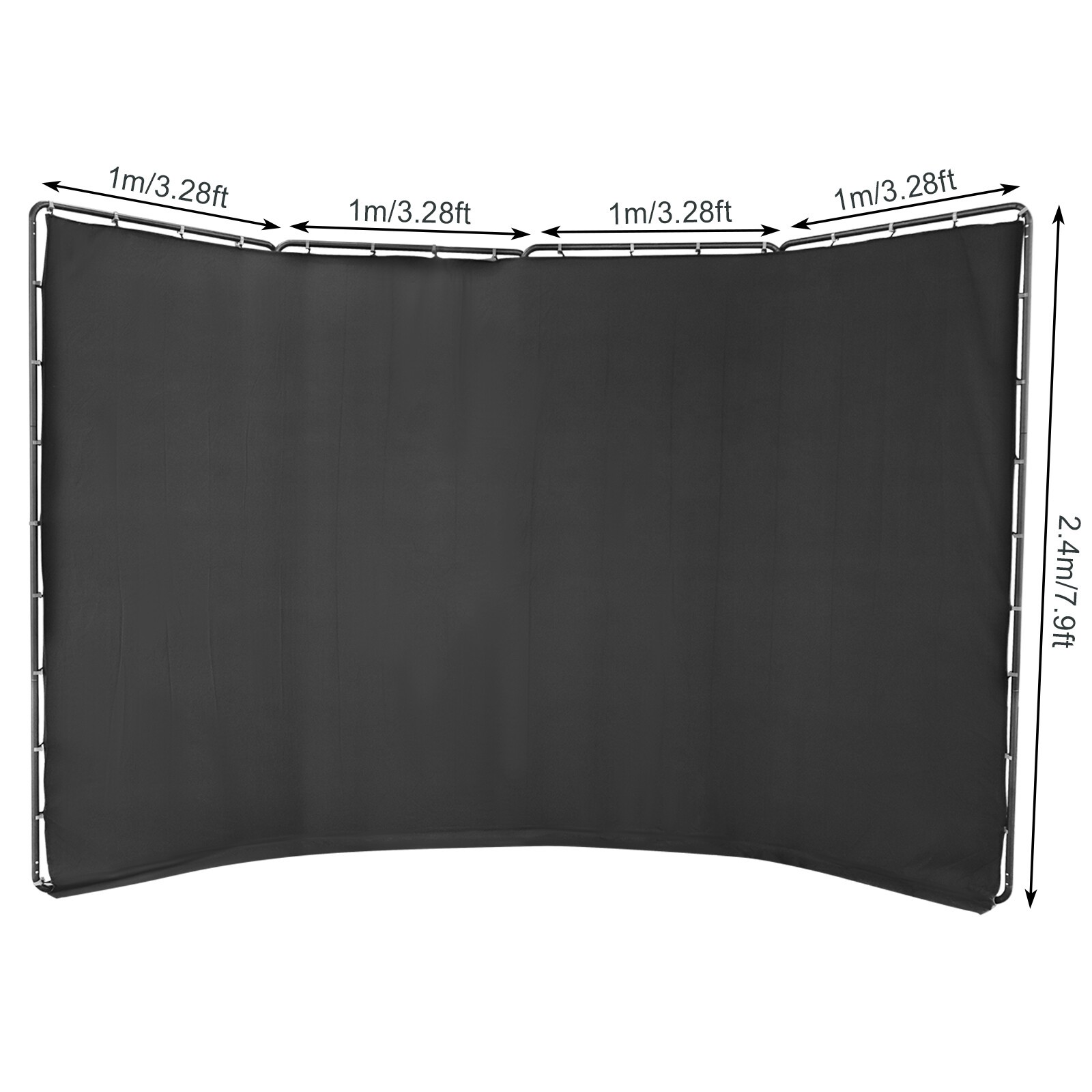 Backdrop Stand Floor Standing Photography Backdrop Stand w/Black Cloth 3.88*2.3m