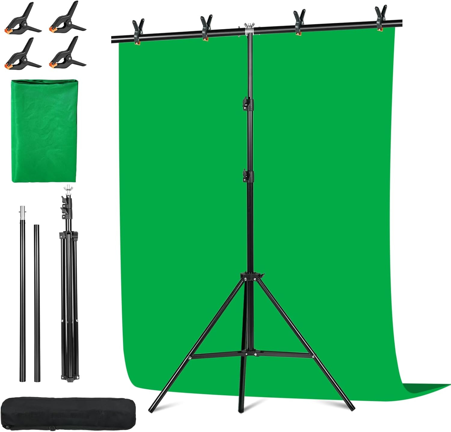 Green Screen Backdrop Kit with Stand – 6.5×5 Ft Portable Green Screen & Adjus…