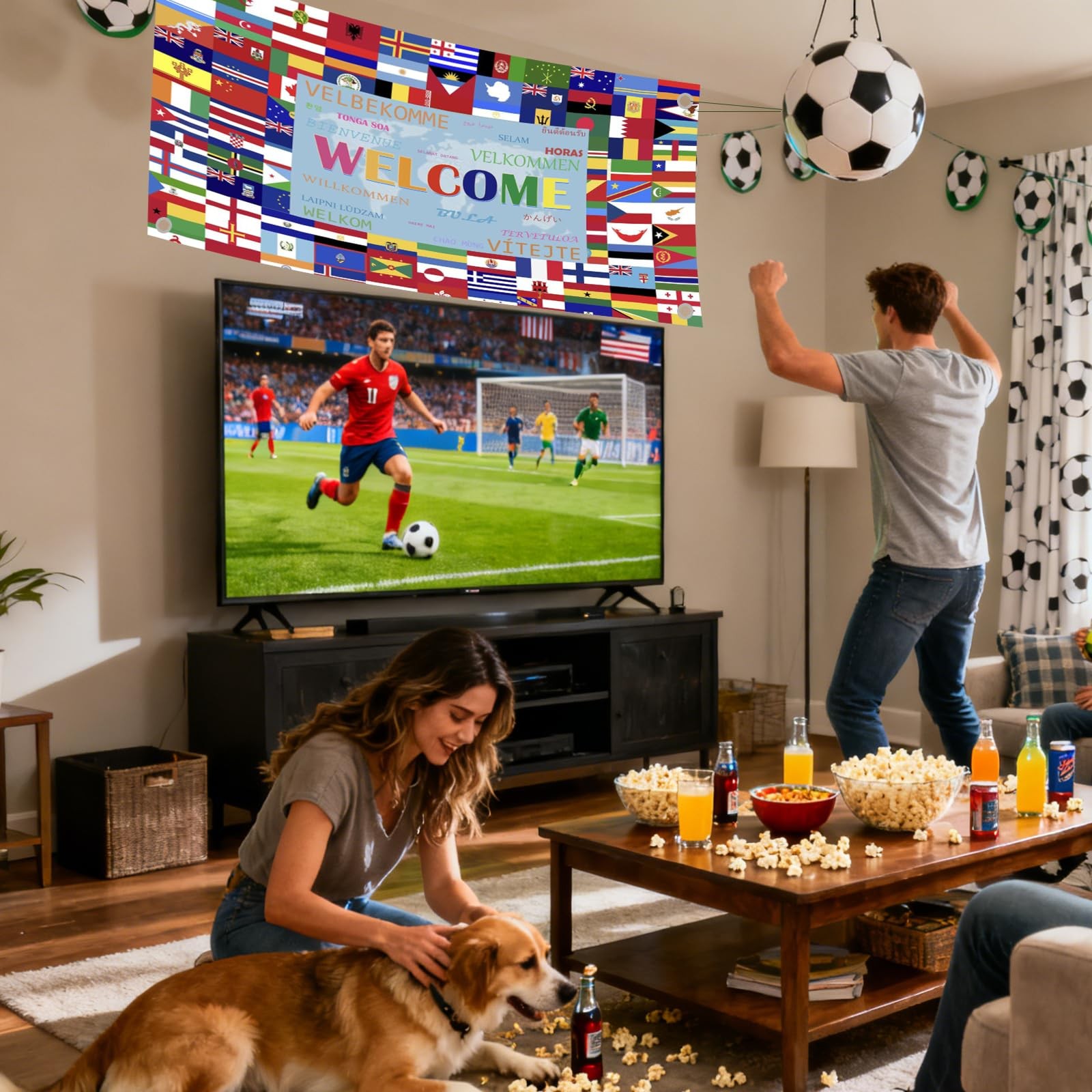 2026 World Cup Backdrop Banner Football Decor Background for Classroom, Office