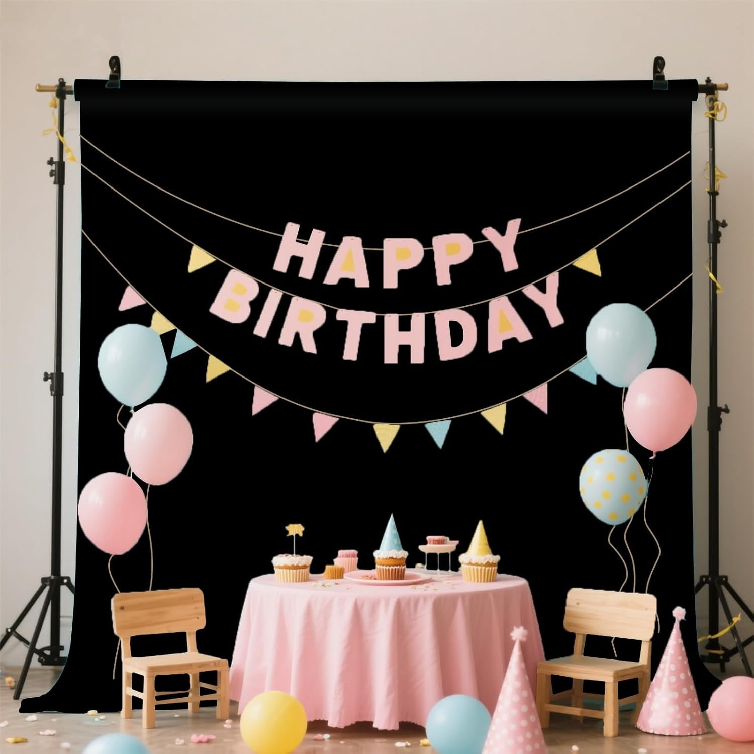 Versatile Black Photography Background 8x10FT – Machine Washable & Easy Setup