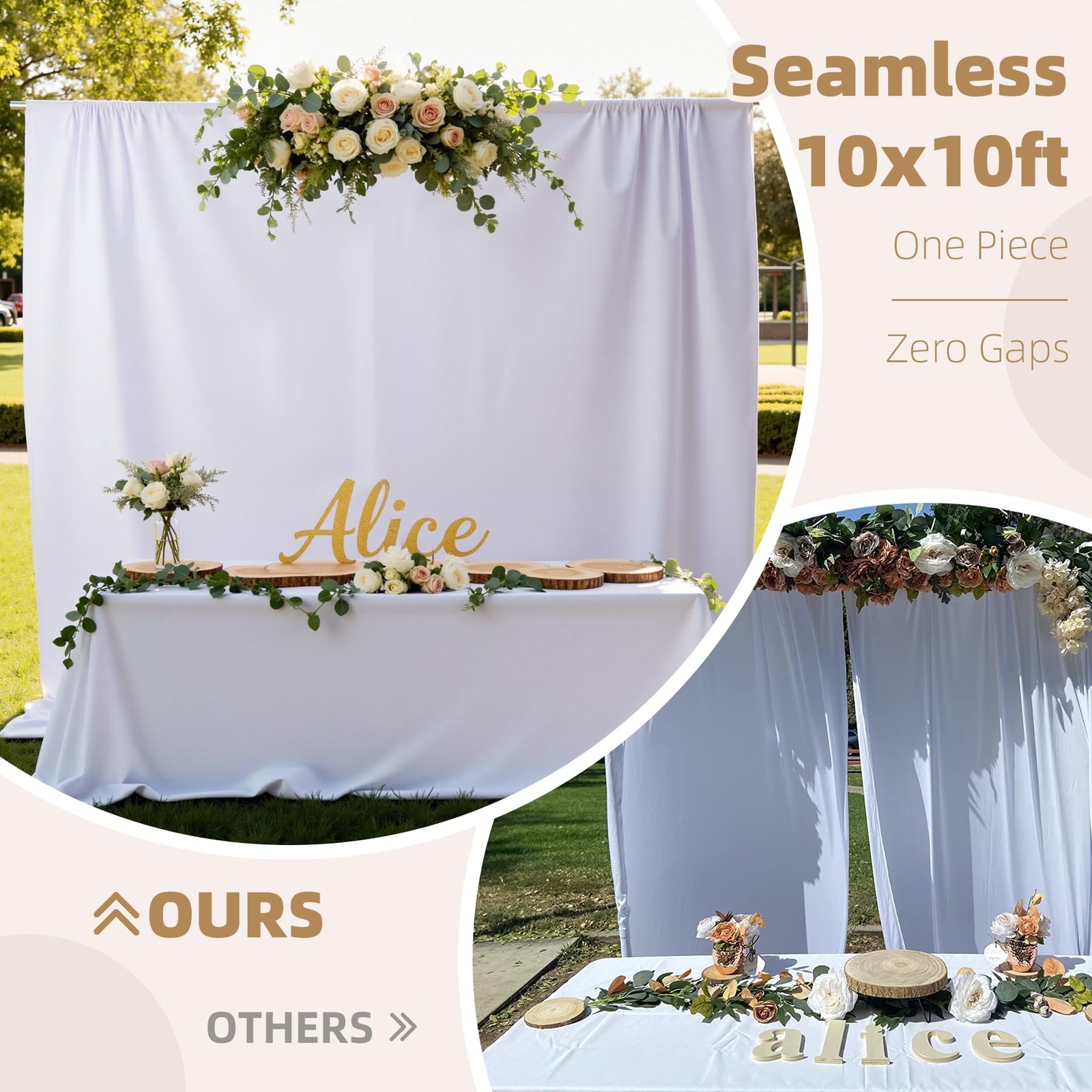 20x10FT White Backdrop Curtain for Parties,2 Panels(Each 10x10FT) Seamless He…