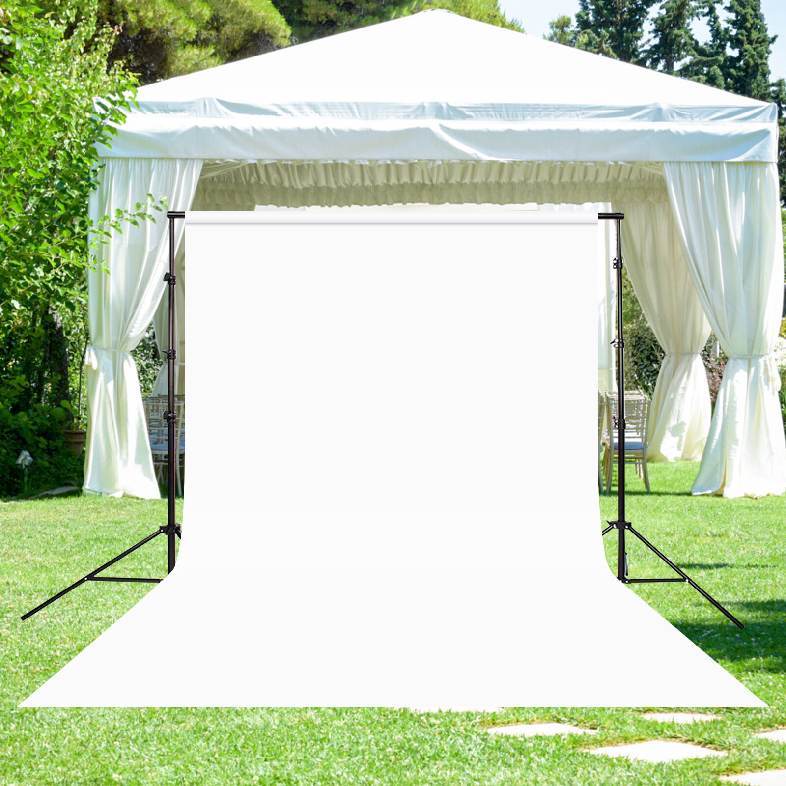 Adjustable Background Crossbar Kit Support Stand Photography Backdrop Black Kit