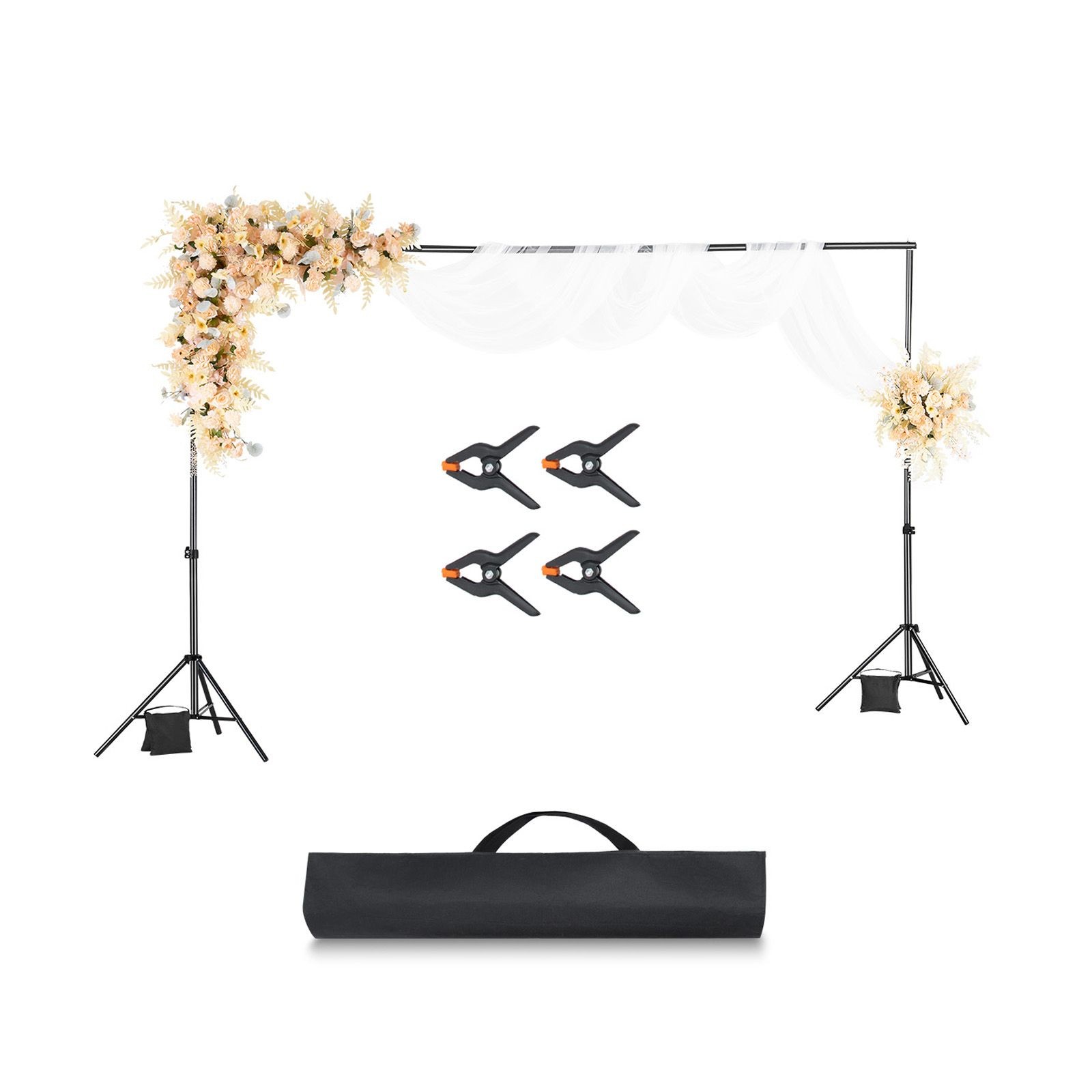 6.5 x 10 ft Adjustable Backdrop Stand with 5 Crossbars