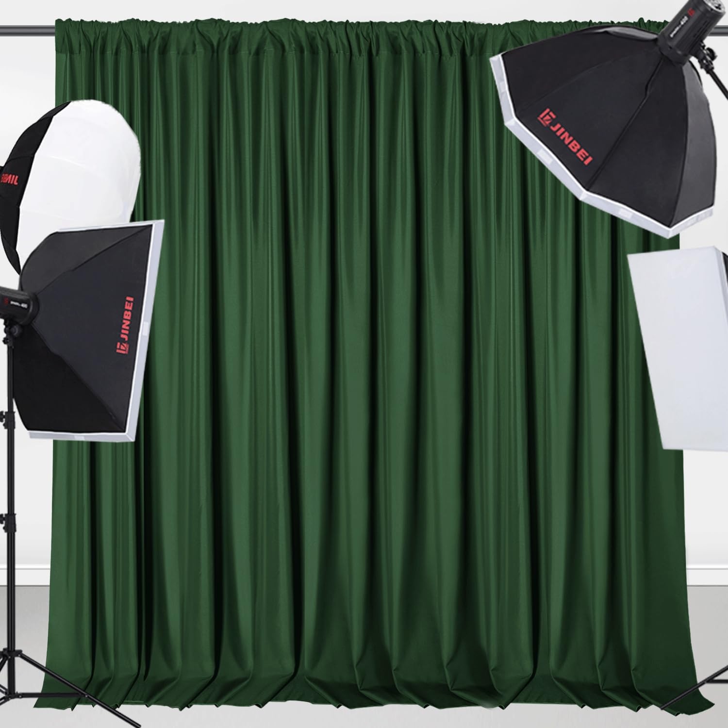 Green Backdrop Curtains 10×10 Ft Polyester Photo Drapes Rod Pocket 2 Panels