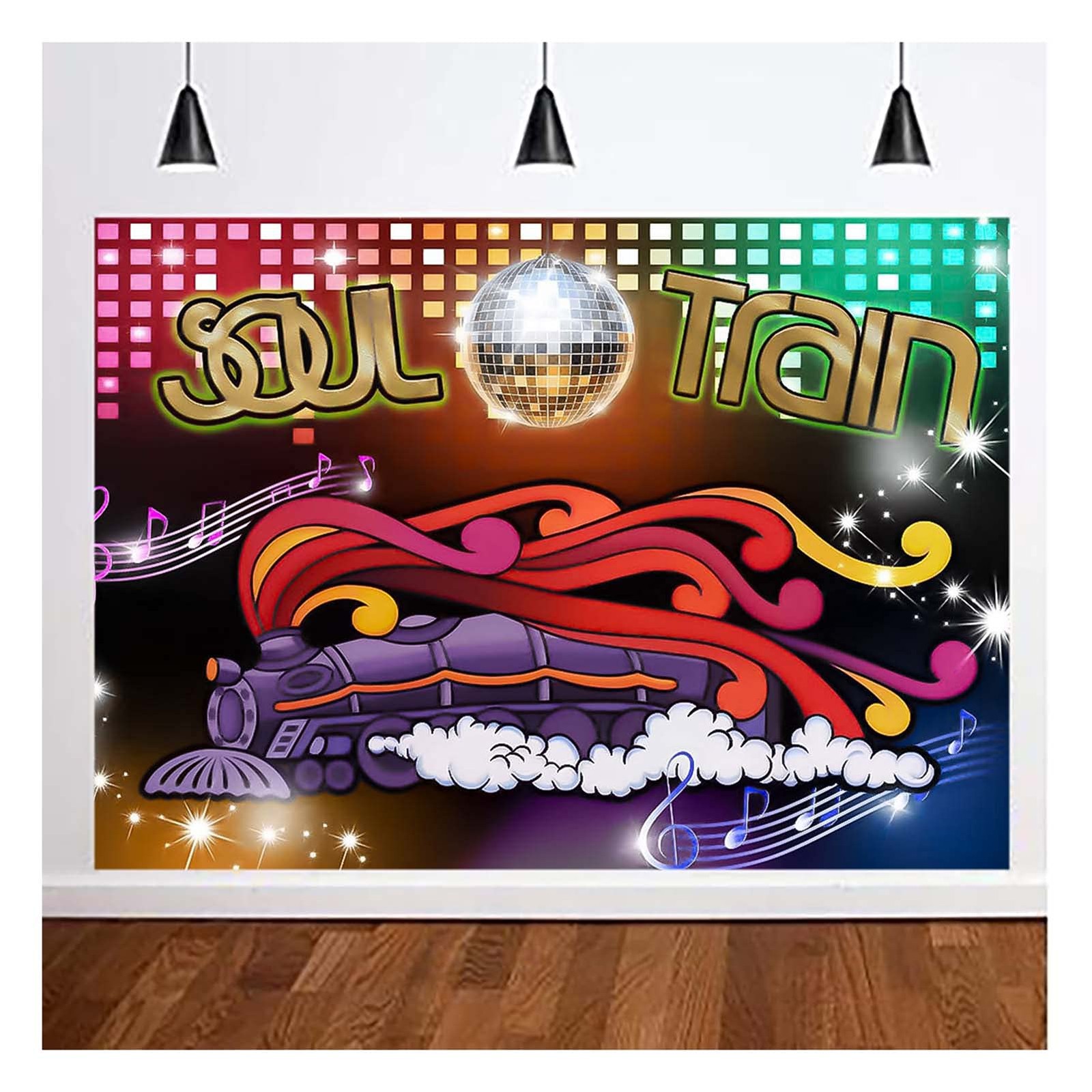 XLL 70’s and 80’s Soul Train Neon Glow Theme Photo 7x5feets, Multicolor