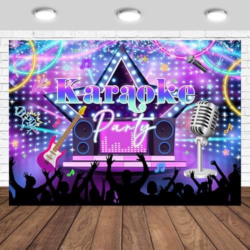 Karaoke Party Backdrop Electric Large Rock Star Music Theme Singing 7x5ft