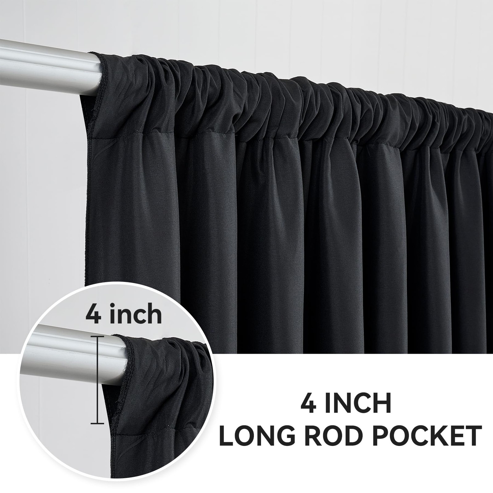 20x10FT Black Backdrop Curtains for Party, 4 Panels 5x10FT Thick Polyester Ba…