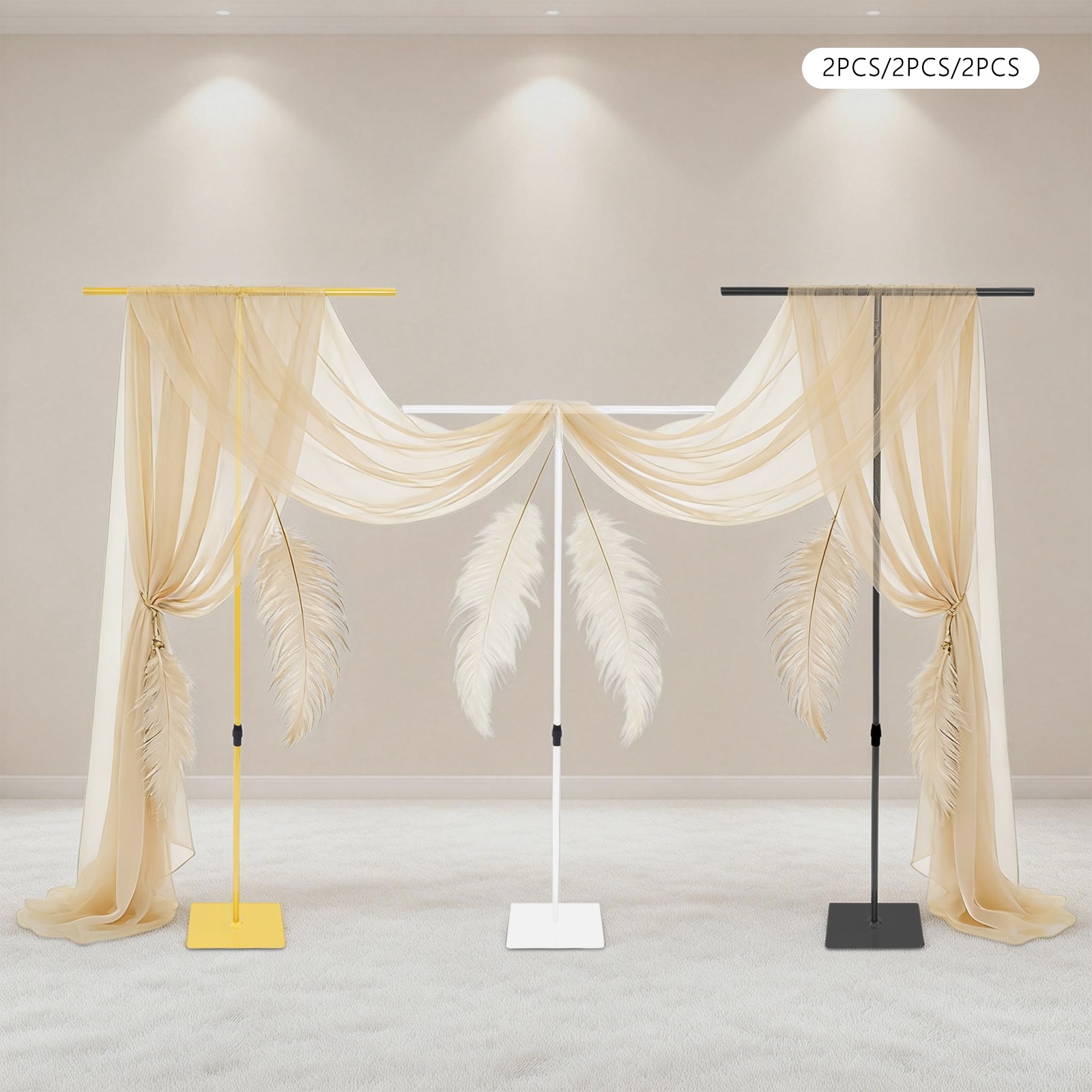 Adjustable Height Backdrop Stands , 2 Pcs Wedding Backdrop Stands For Weddings