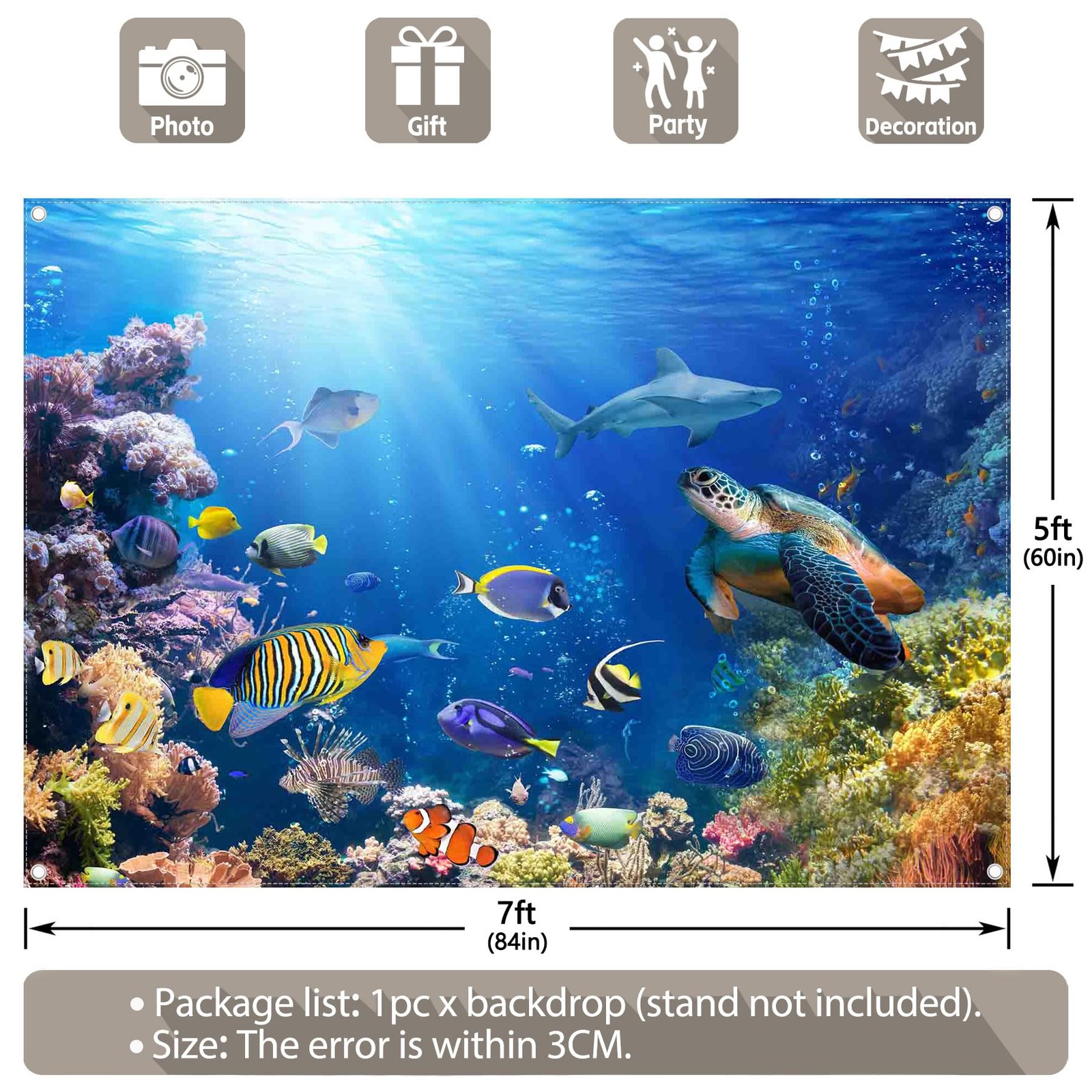 Under The Sea Photography Backdrop Ocean Underwater World 7 x 5 Ft
