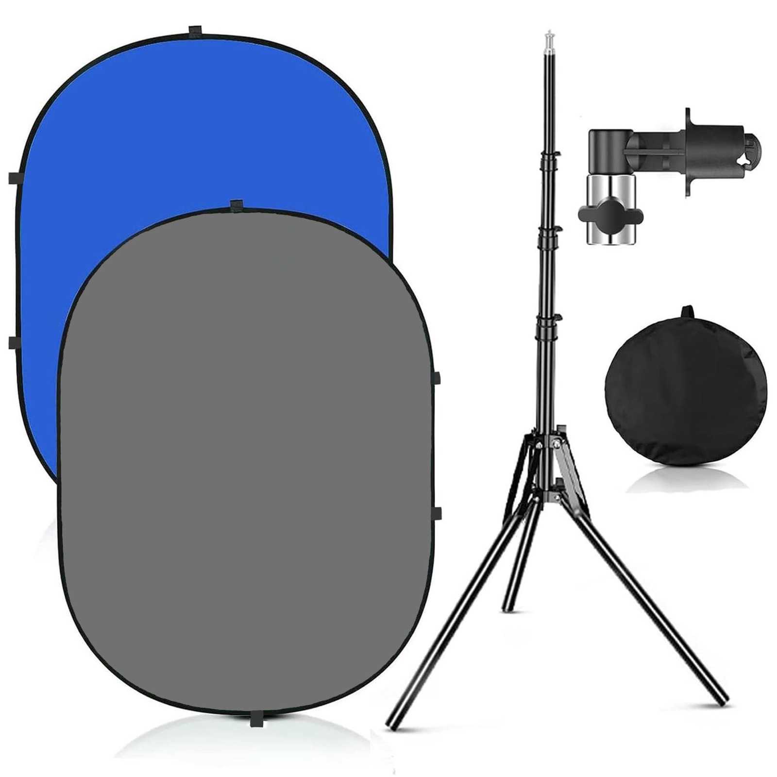 3.3x5ft/1×1.5m Chromakey Blue Grey Backdrop with 6.23ft Stand, 2-in-1 Blue Sc…