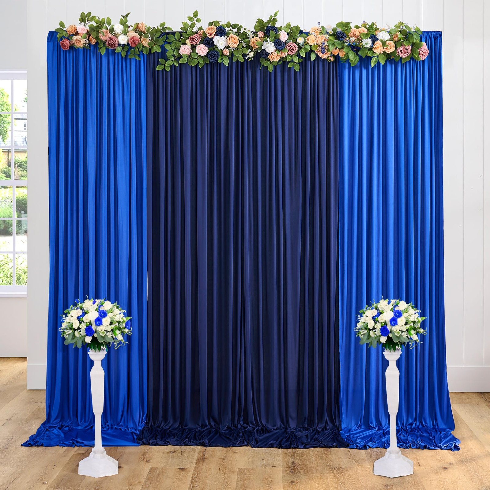 10x10ft Wrinkle Free Royal Blue Backdrop Curtains & Navy Blue Backdrop Drapes…