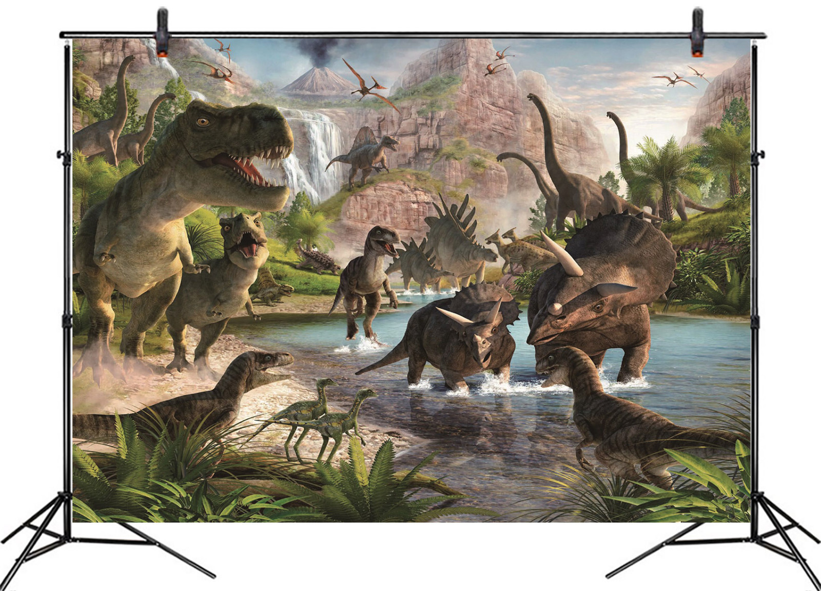 10x8ft Tropical Jungle Wild Animal Dinosaur Vinyl Backdrop Photo Background
