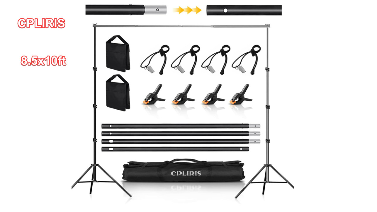 CPLIRIS Backdrop Stand for Parties 8.5x10ft Adjustable Backdrop Support Photo Q4