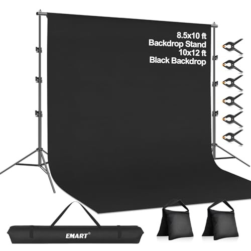 8.5 x 10 ft Adjustable Photo 8.5*10ft Backdrop Stand Black(10*12ft Backdrop)
