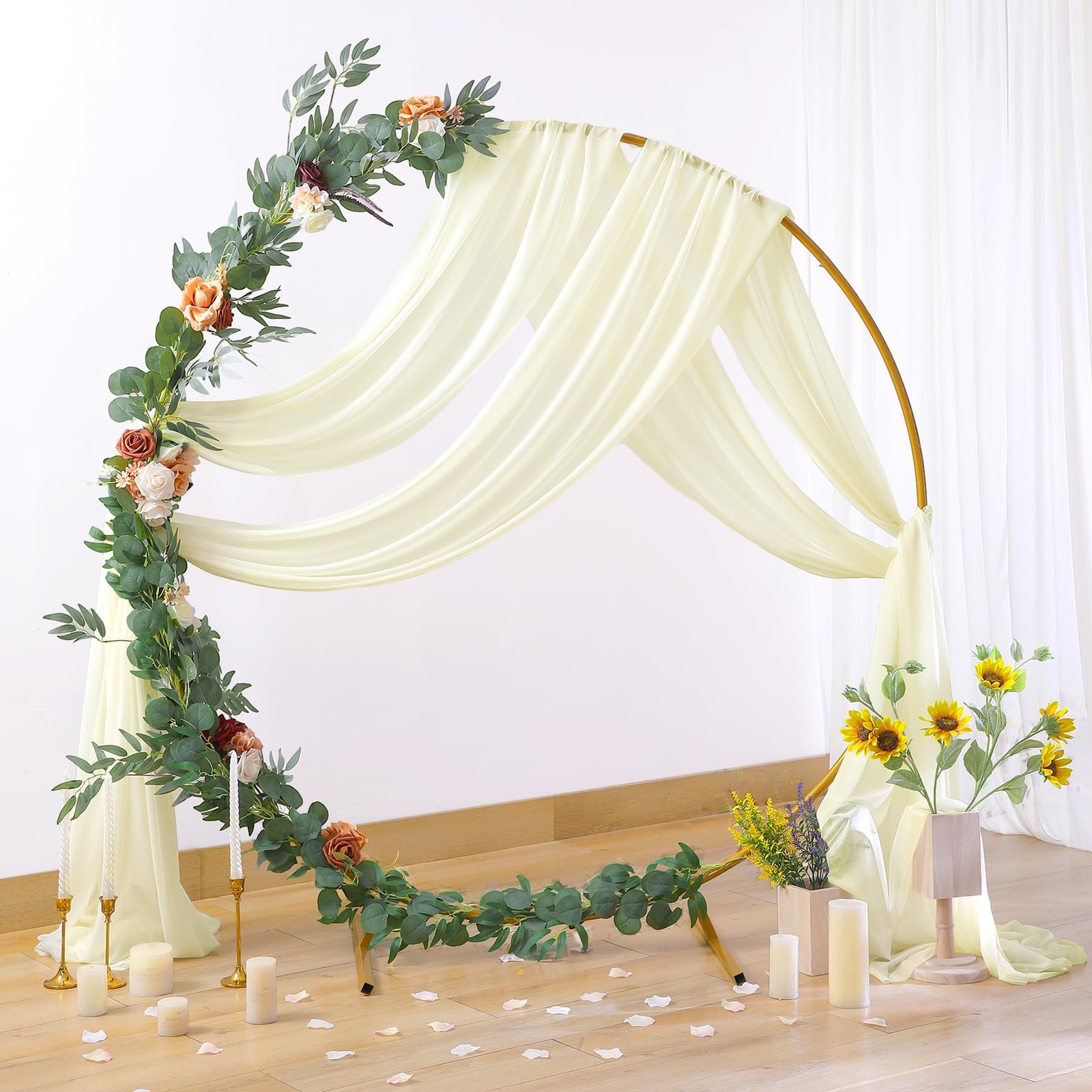 1 PCS 28 Inch x 19 Ft Ivory Sheer Wedding Arch Backdrop Curtain Drape Party