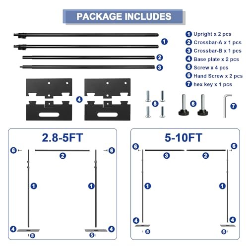 Backdrop Stand, Adjustable Photography Background Frame, Heavy Duty 8.5x10ft