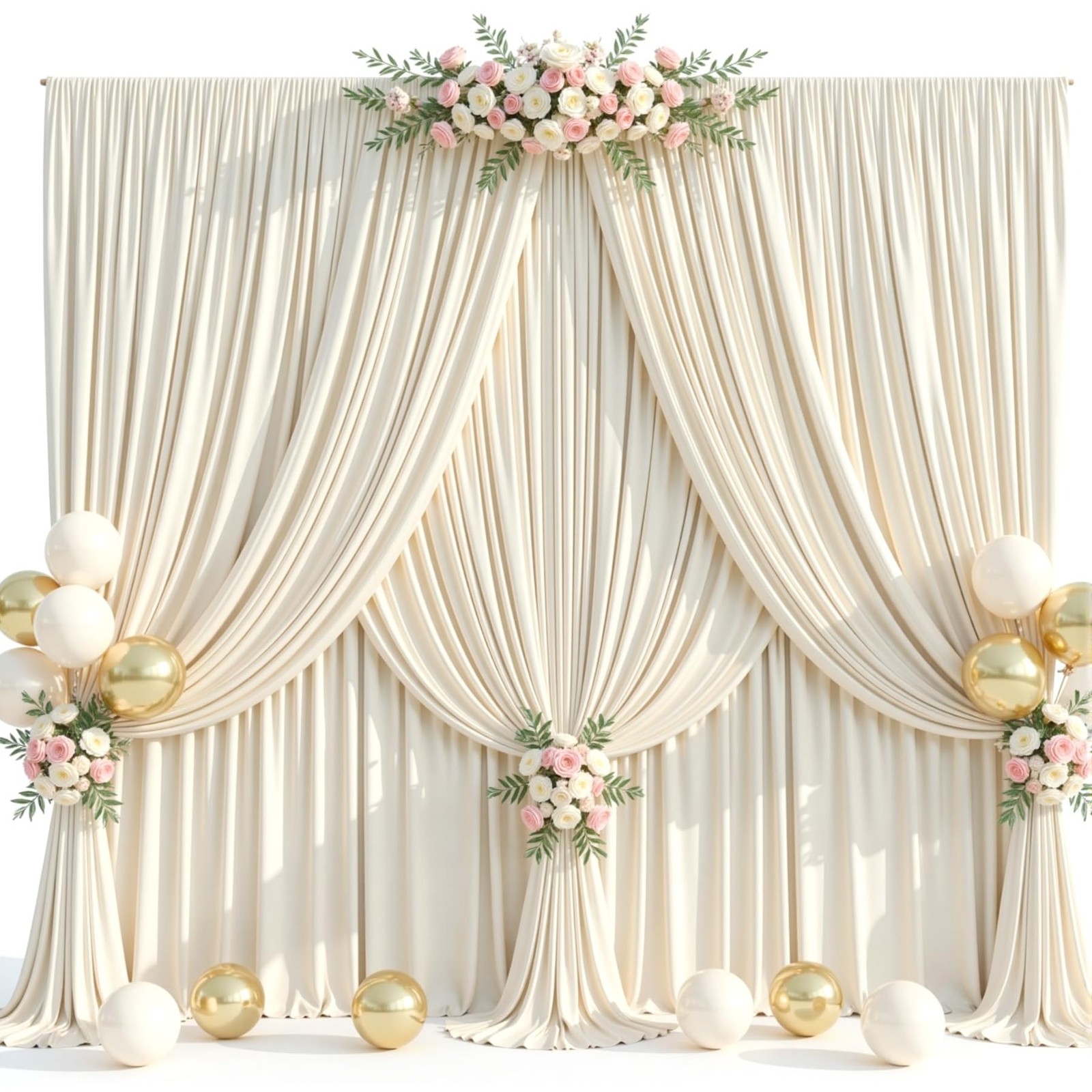 40ft x 15ft Champagne Wrinkle Free 5′(W) x 15′(H), 8 panels,