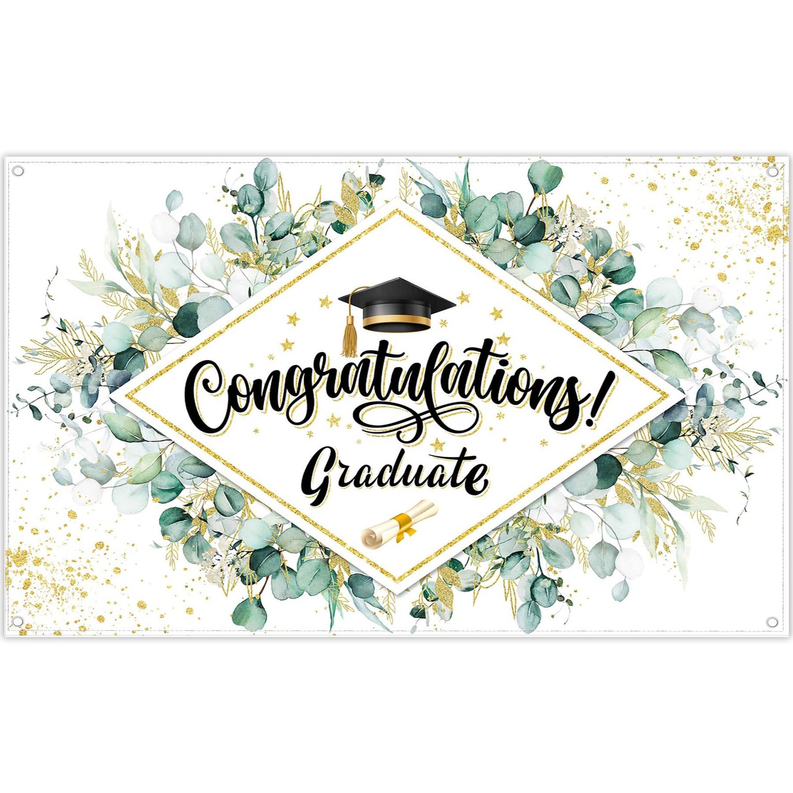 72x43inch Greenery Leaves Graduation Backdrop Congraduations Grads Banner Class